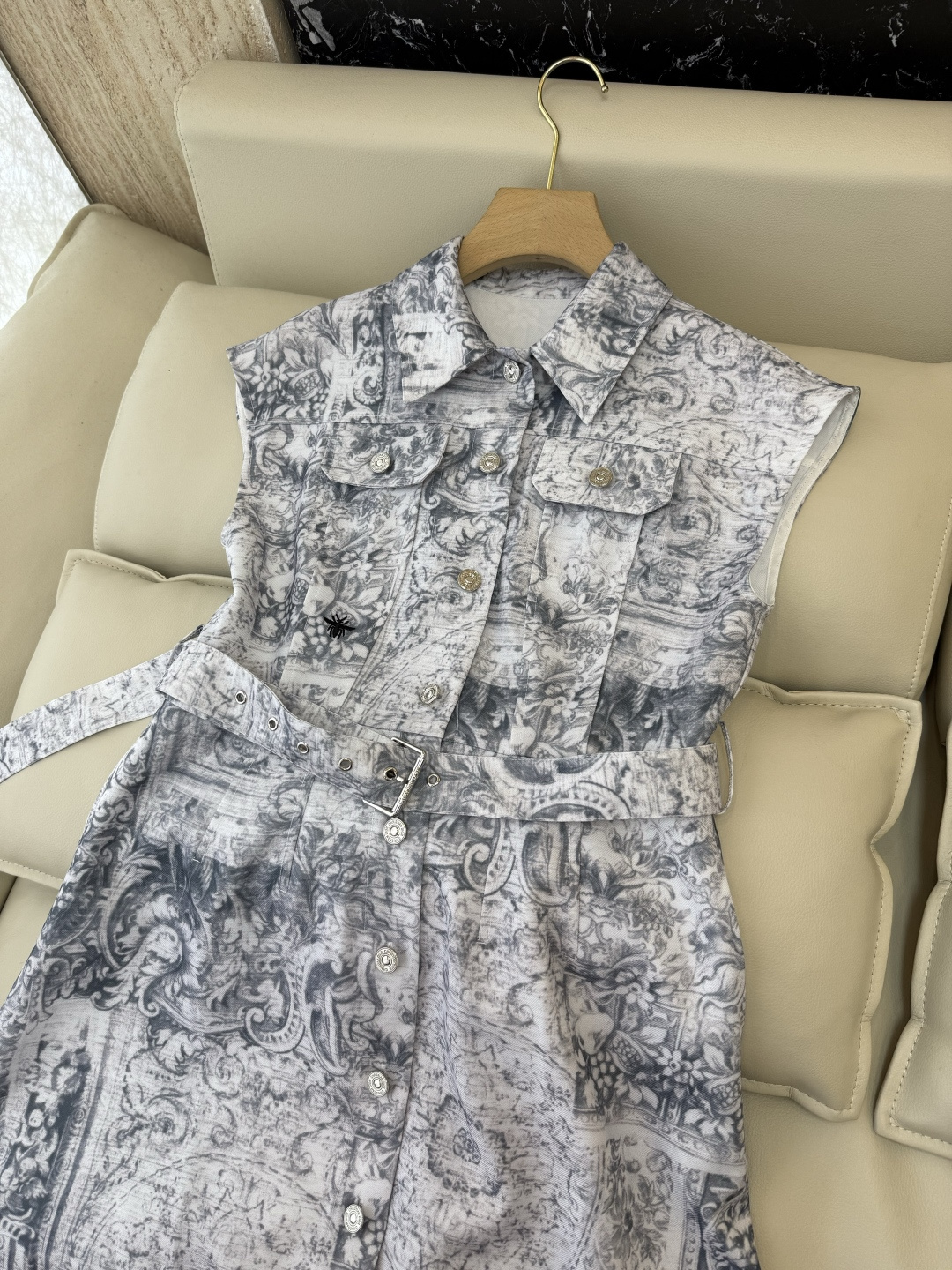 XZ0164#新款连衣裙⚠️Dior 短袖修身 提花连衣裙 SMLXL