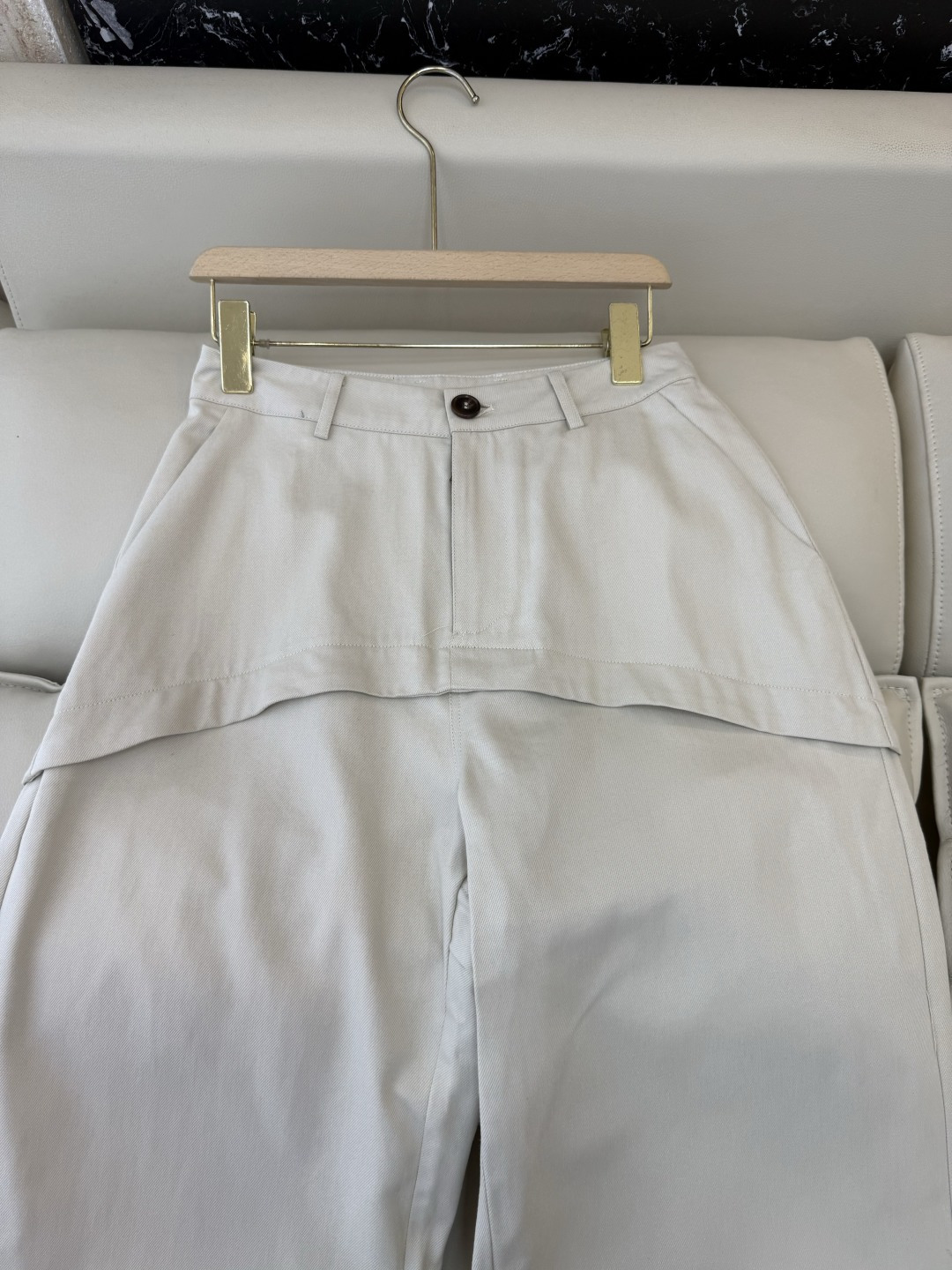 AW0100#新款牛仔裤⚠️工厂特批‼️loewe 假两件 牛仔裤 黑色 米色 ＳＭＬ