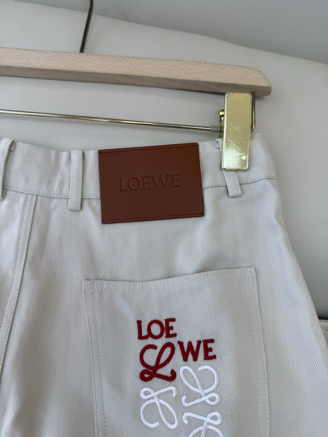 AW0100#新款牛仔裤⚠️工厂特批‼️loewe 假两件 牛仔裤 黑色 米色 ＳＭＬ