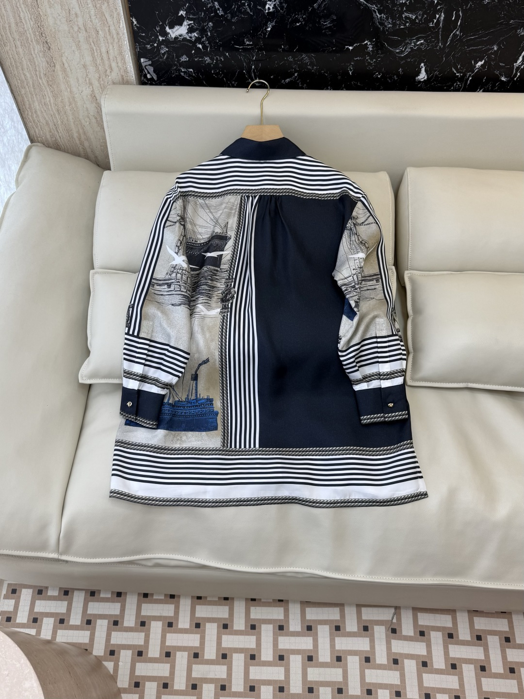 QD8160#新款衬衫⚠️🌾Max 顶级版‼️Max mara 定位斜纹印花长袖长衬衫 36/38/40
