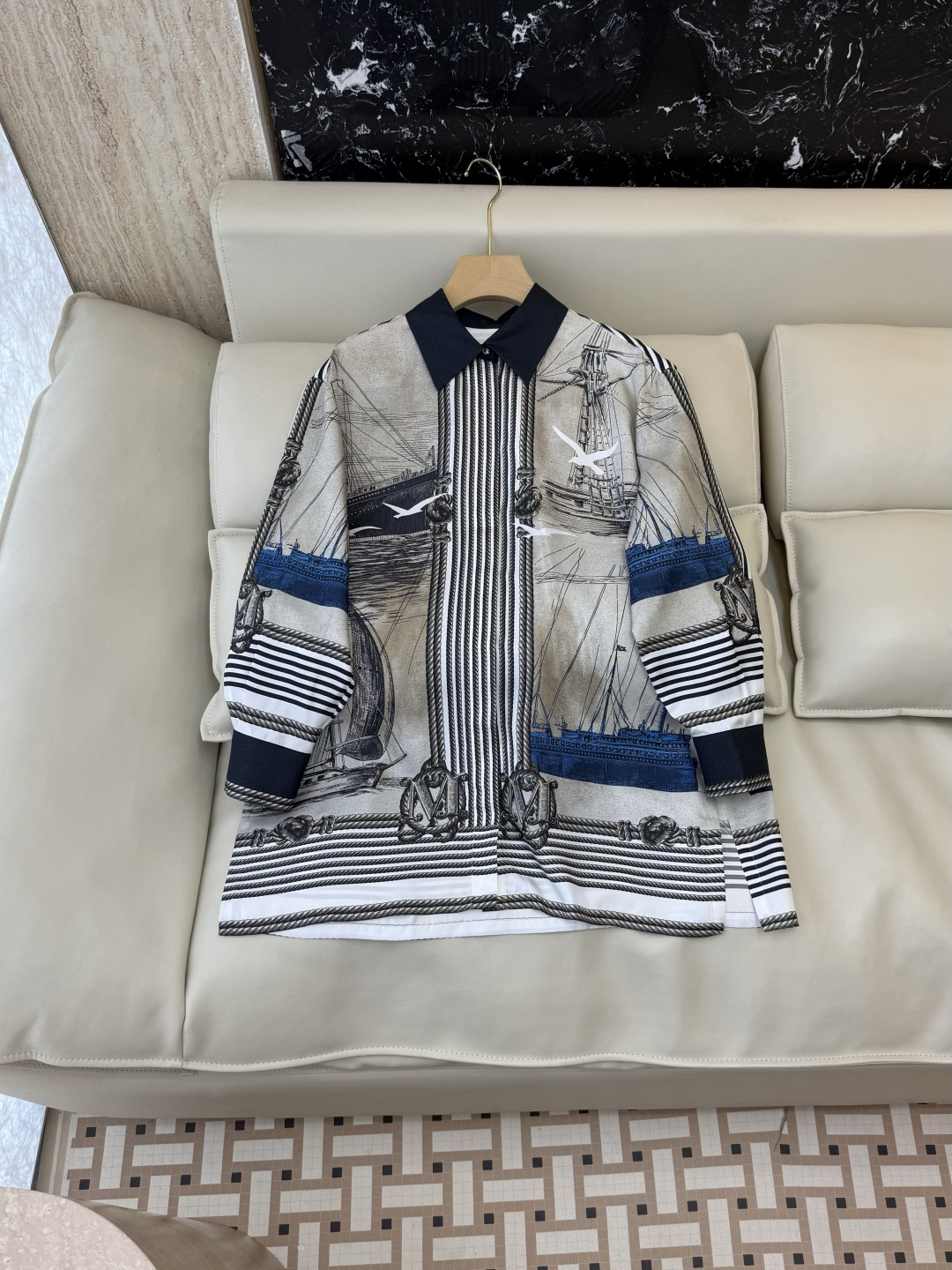 QD8160#新款衬衫⚠️🌾Max 顶级版‼️Max mara 定位斜纹印花长袖长衬衫 36/38/40