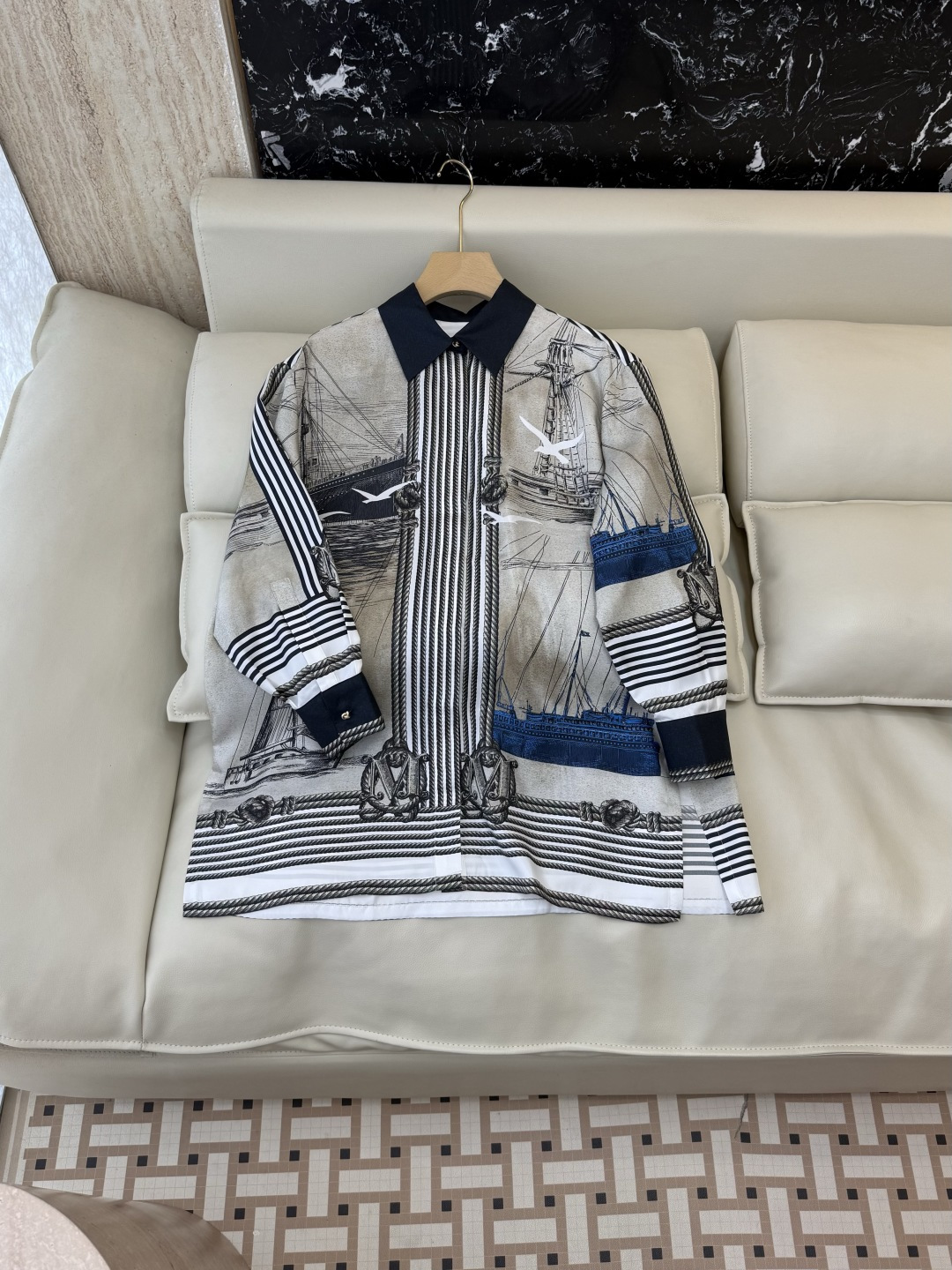 QD8160#新款衬衫⚠️🌾Max 顶级版‼️Max mara 定位斜纹印花长袖长衬衫 36/38/40