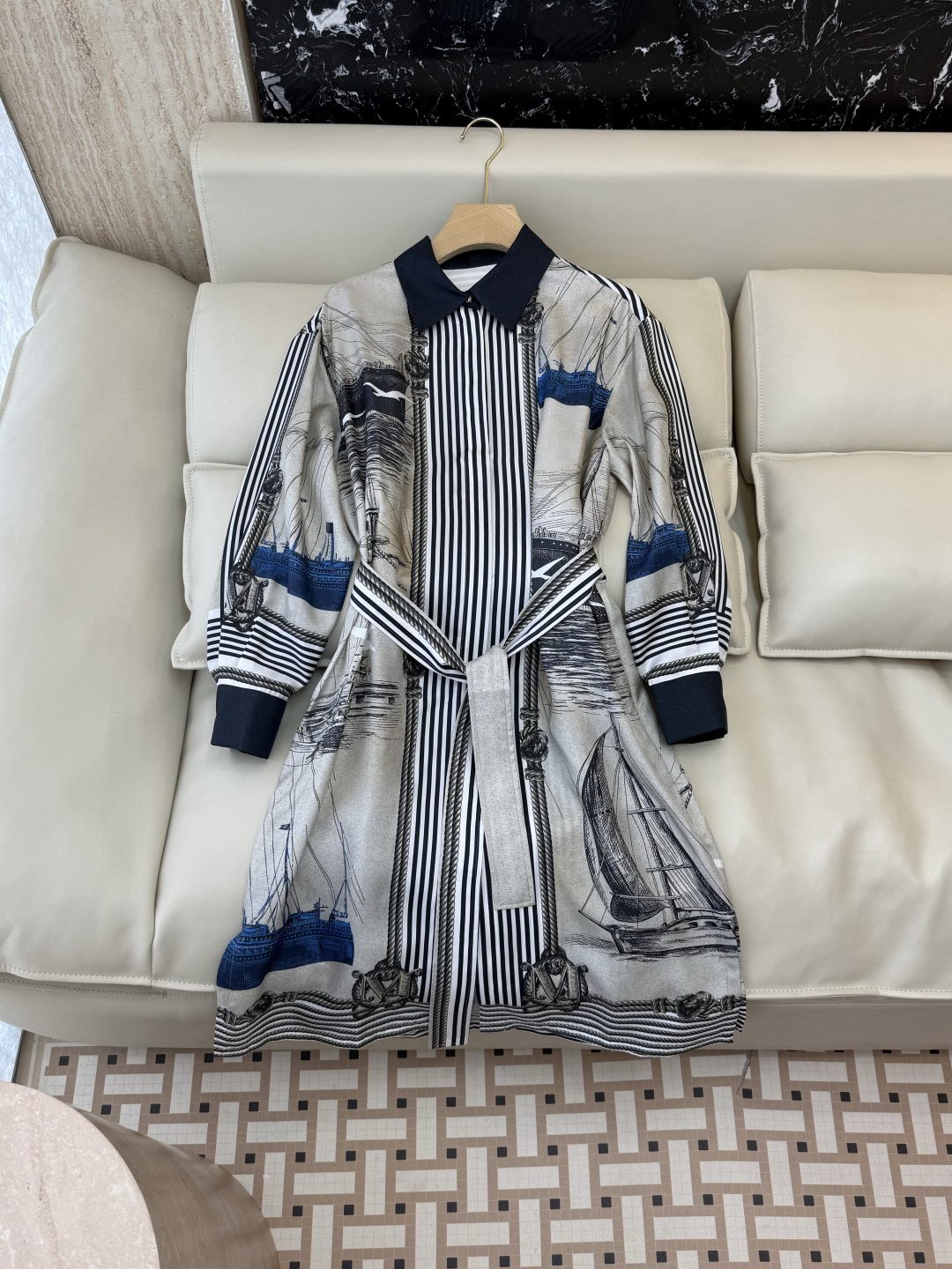 QD8159#新款连衣裙⚠️🌾Max 顶级版‼️Max mara 定位斜纹印花长袖连衣裙 36/38/4