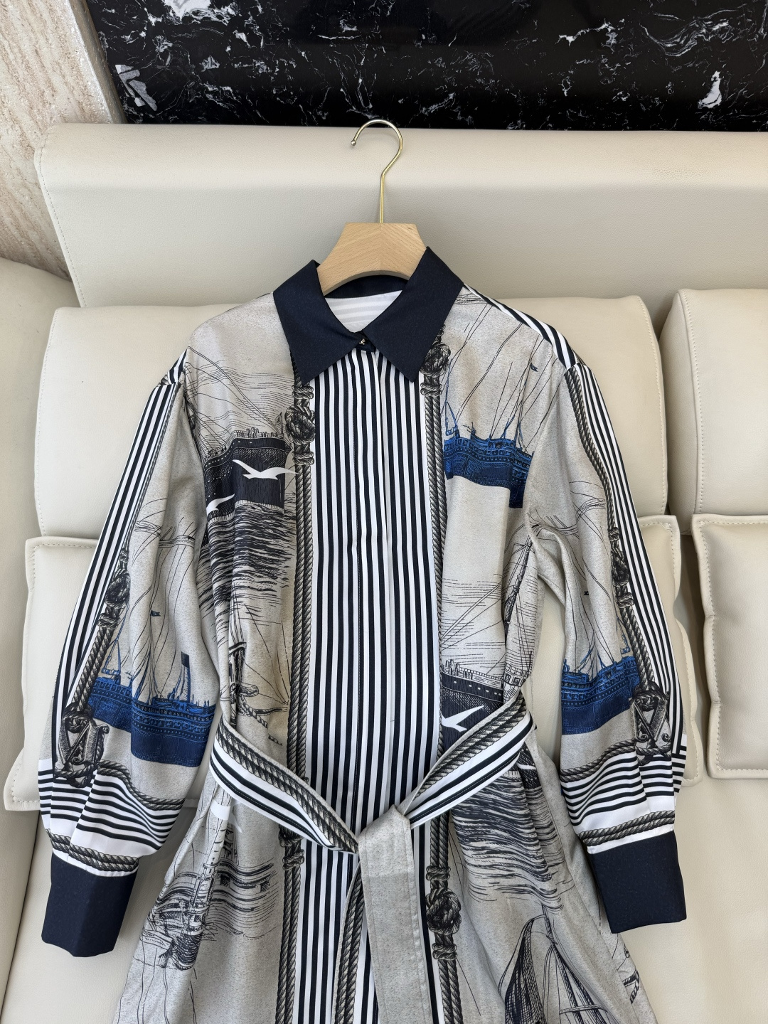 QD8159#新款连衣裙⚠️🌾Max 顶级版‼️Max mara 定位斜纹印花长袖连衣裙 36/38/4