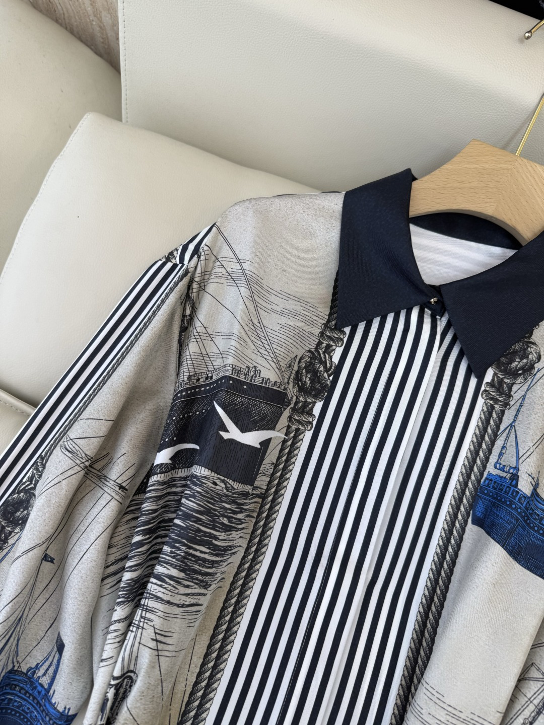 QD8159#新款连衣裙⚠️🌾Max 顶级版‼️Max mara 定位斜纹印花长袖连衣裙 36/38/4