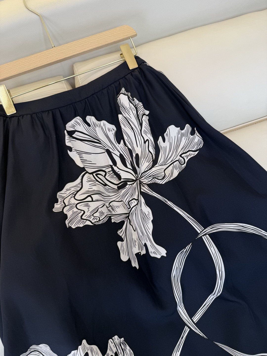 BS1231#新款半裙⚠️🌾印花朵 长半裙 黑色 SMLXL