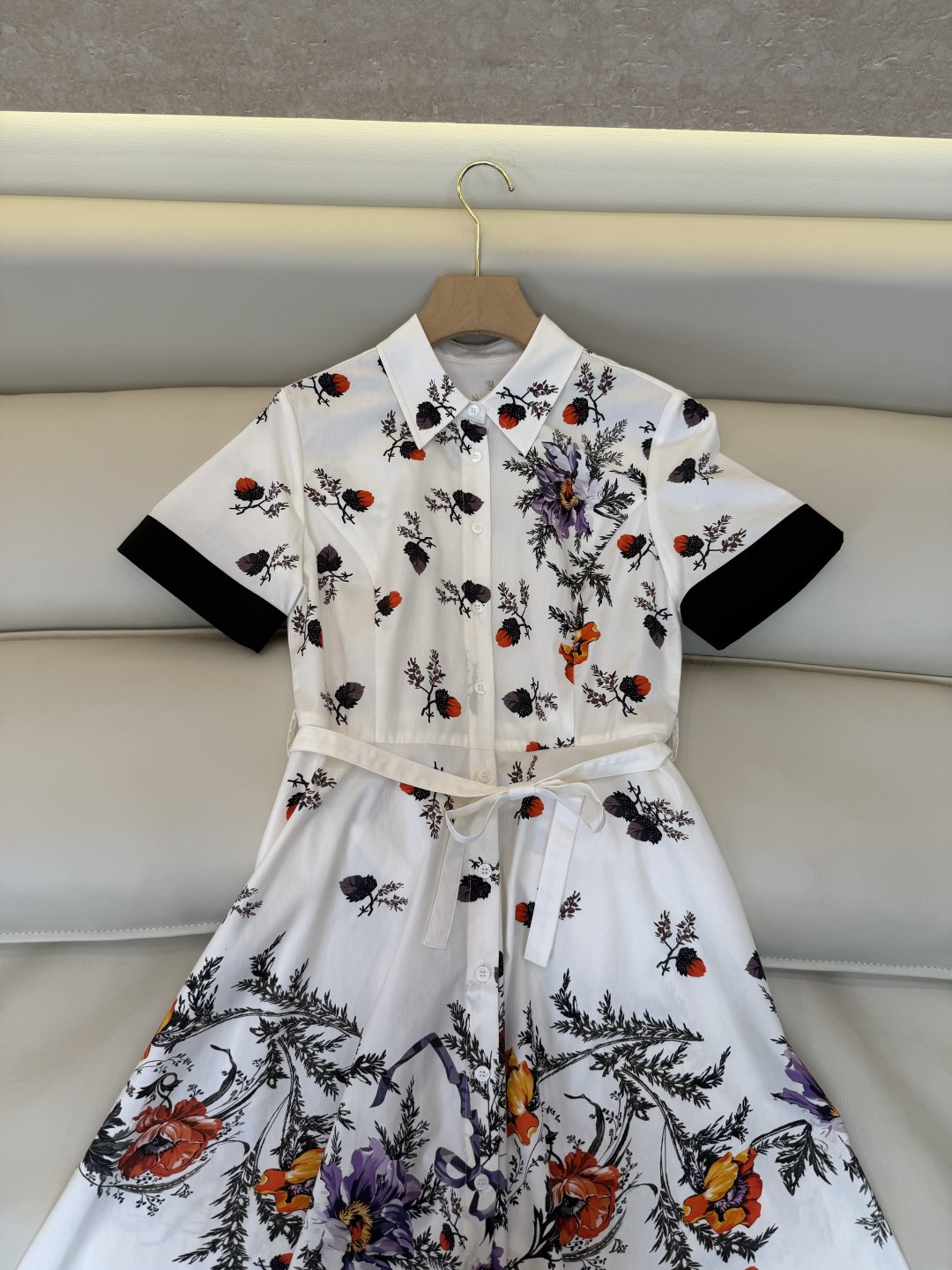 BS1249#新款连衣裙⚠️🌾Dior 100% 棉 短袖印花 连衣裙 36-42