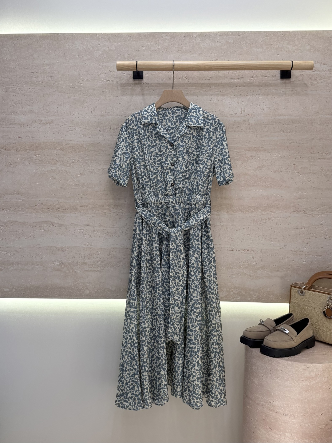 BS1241#新款连衣裙⚠️🌾Loro piana 100%亚麻 短袖印花连衣裙 36-42