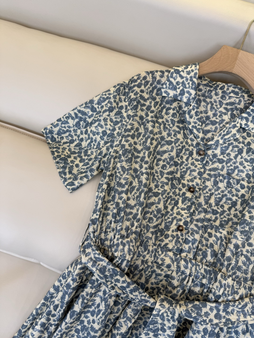 BS1241#新款连衣裙⚠️🌾Loro piana 100%亚麻 短袖印花连衣裙 36-42