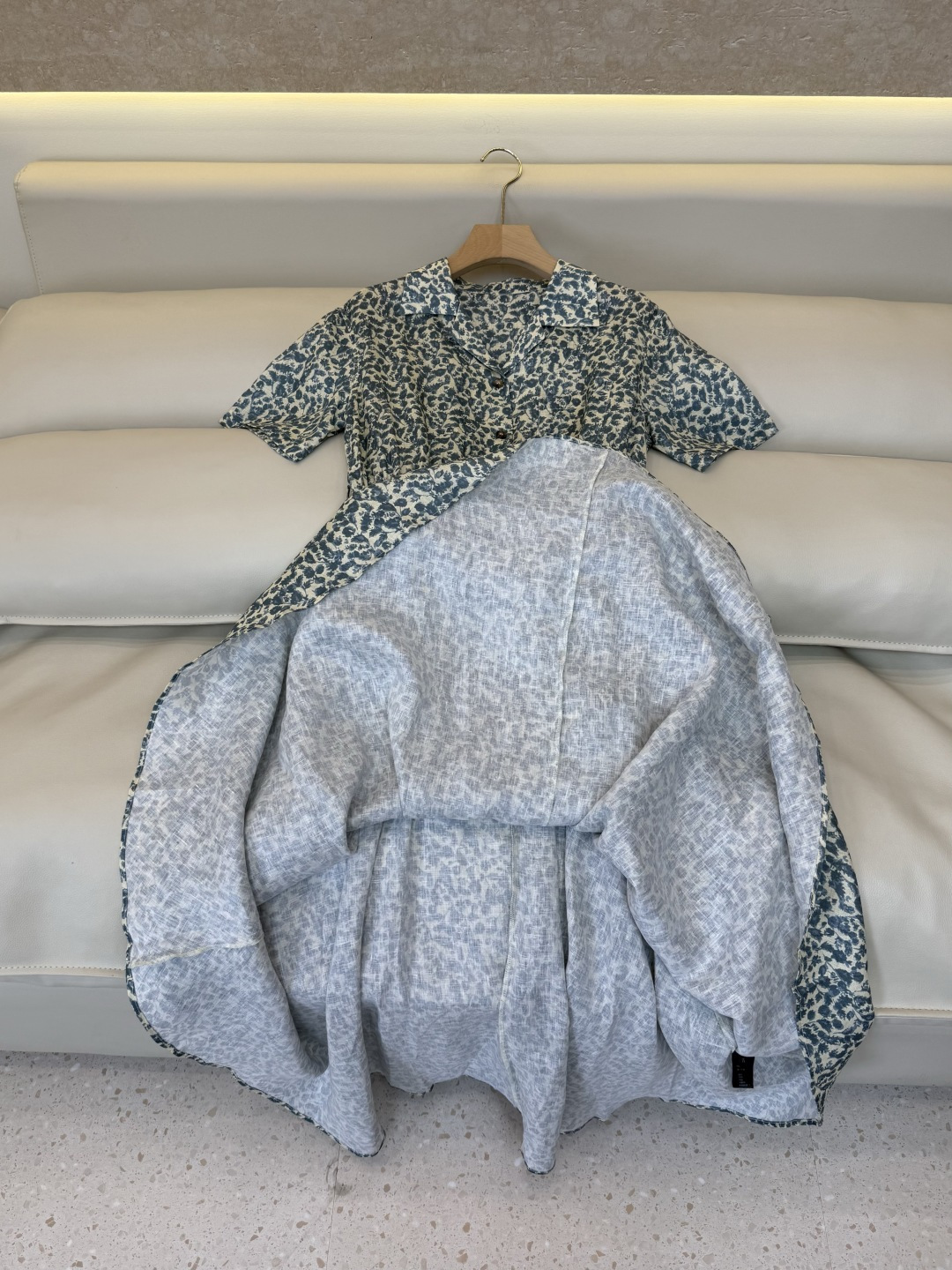 BS1241#新款连衣裙⚠️🌾Loro piana 100%亚麻 短袖印花连衣裙 36-42