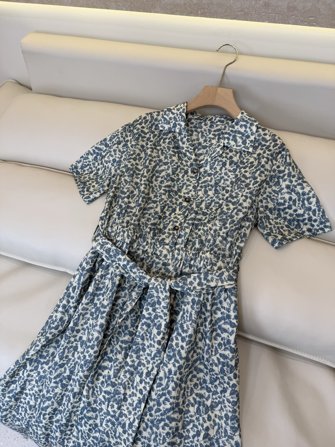 BS1241#新款连衣裙⚠️🌾Loro piana 100%亚麻 短袖印花连衣裙 36-42