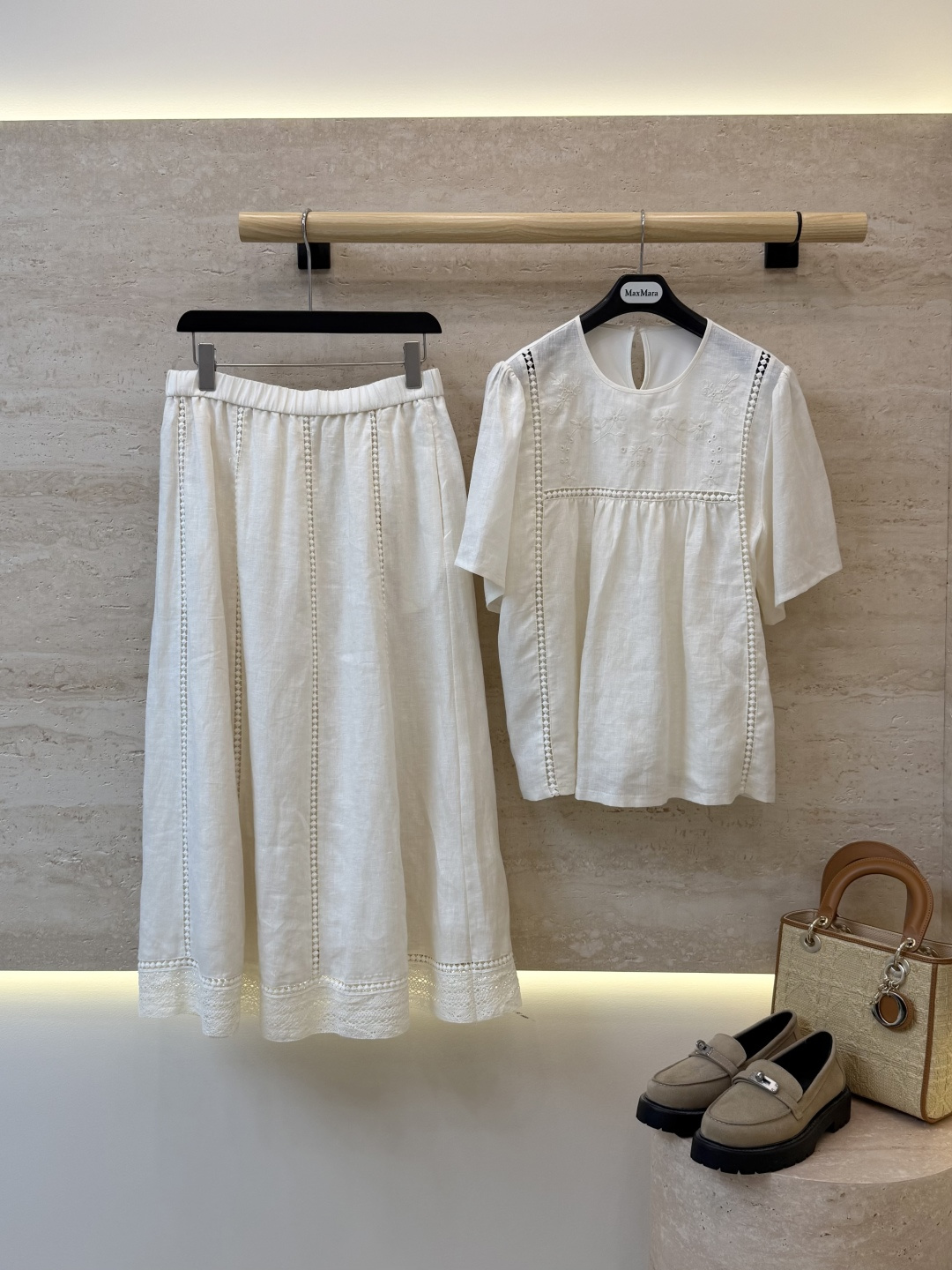 NO:888949,FW005# new suit Max mara linen hollow embroidered top long skirt suit off-white S-XL, Max Mara-clothing, skirts,19860909FW005#新款套装 Max mara 亚麻镂空绣花上衣长半裙 套装 米白色 S-XL,麦丝玛拉-服装,skirts,,Women's clothing