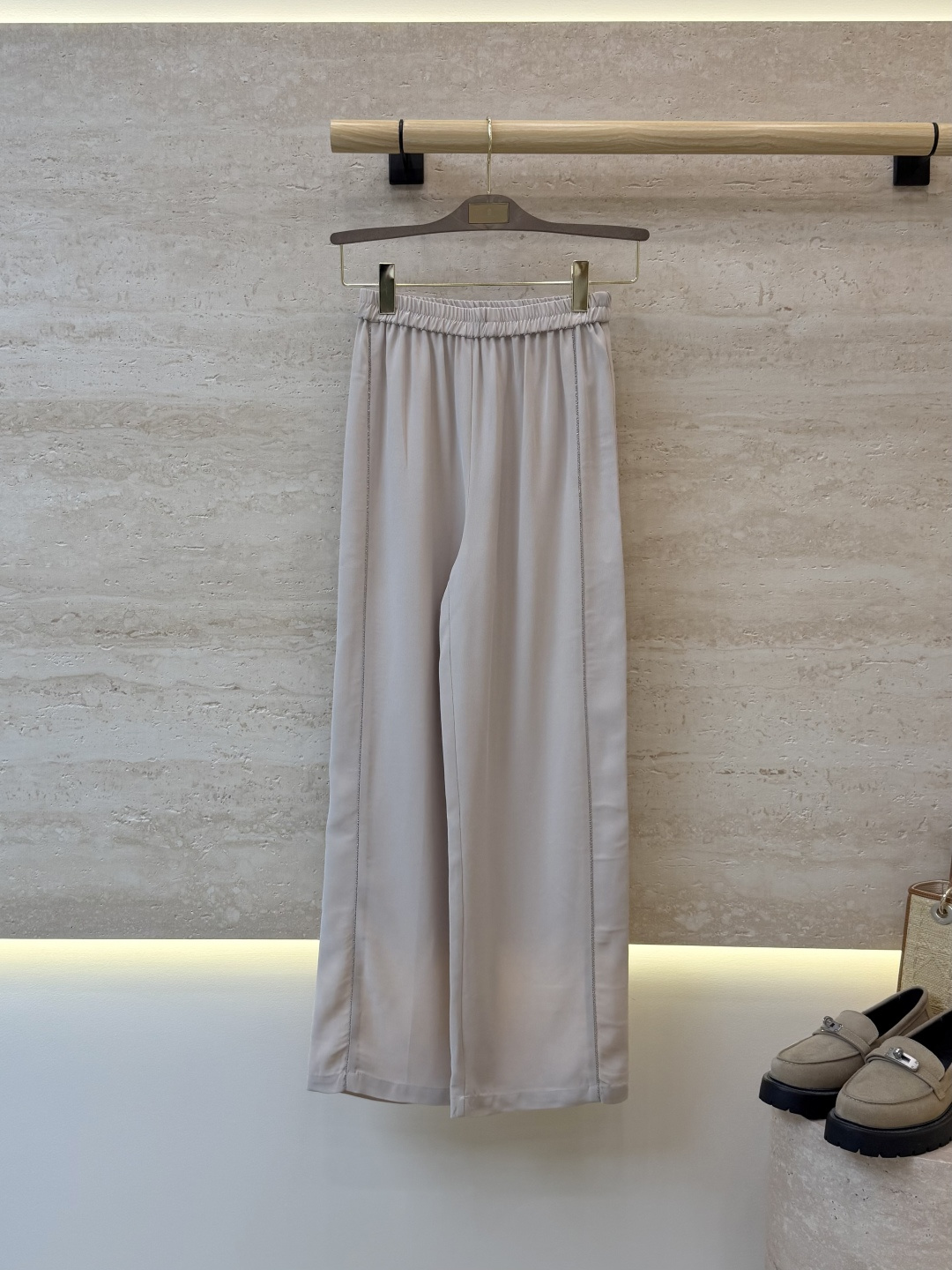 NO:892757,LLS007# New Pants BC 85 Acetate Chain Wide Leg Pants Black Beige SMLXL, Women's Clothing,19860909LLS007#新款裤子 BC 85醋酸 链条阔腿长裤 黑色 米色 SMLXL,女装,,Women's clothing