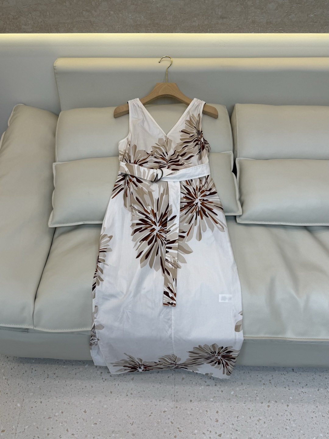 XZ0172#新款连衣裙🌾BC 100% 棉 印花 V领 链条印花 连衣裙 36/38/40/42