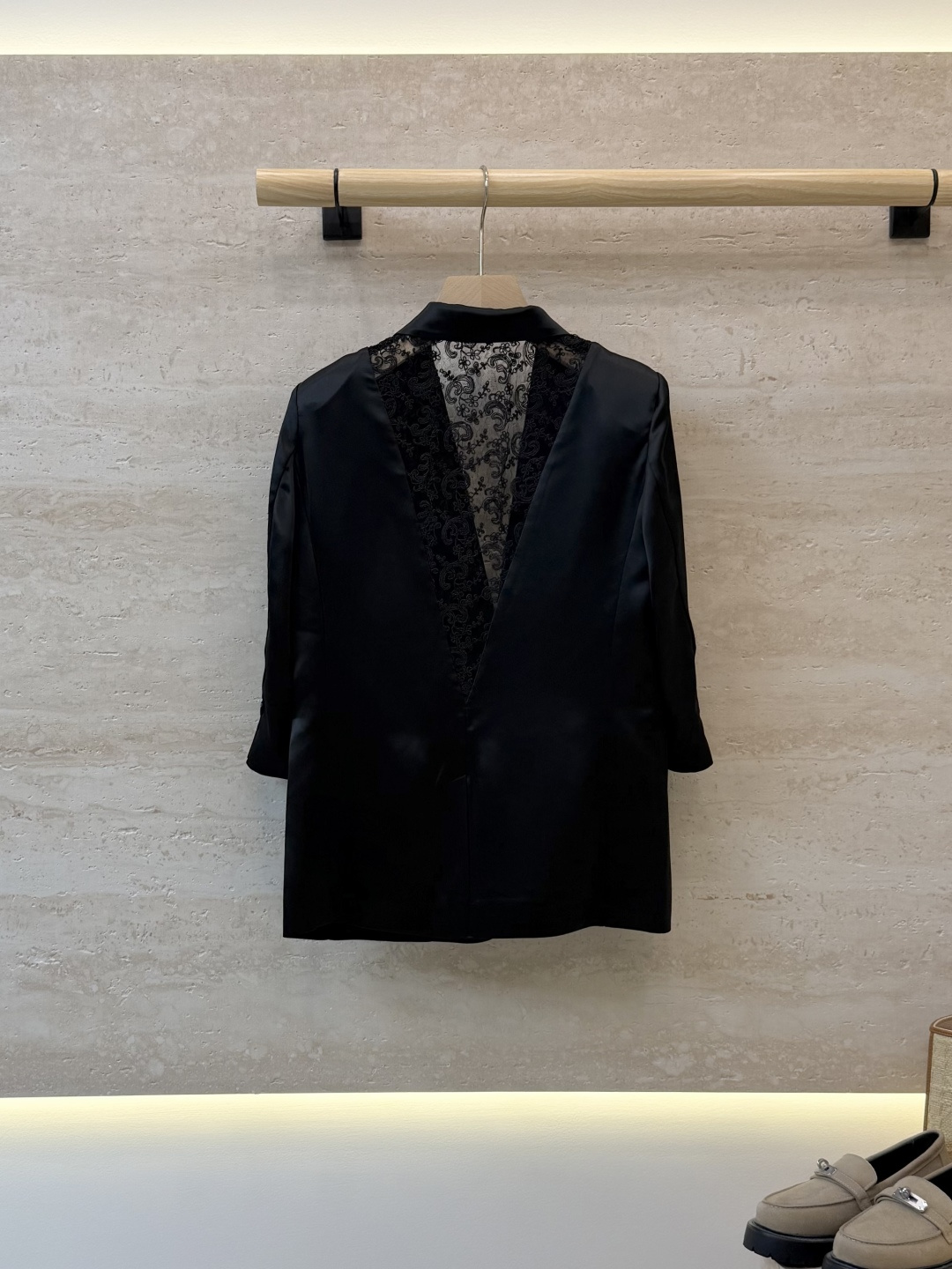 XZ0173#新款外套🌾YSL 蕾丝绣花镂空 七分袖 醋酸 外套 黑色 白色 SMLXL