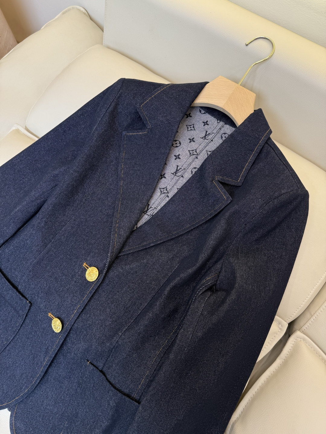 XZ0181#新款外套🌾L V 字母提花面料 牛仔棉 西装外套 S-XL