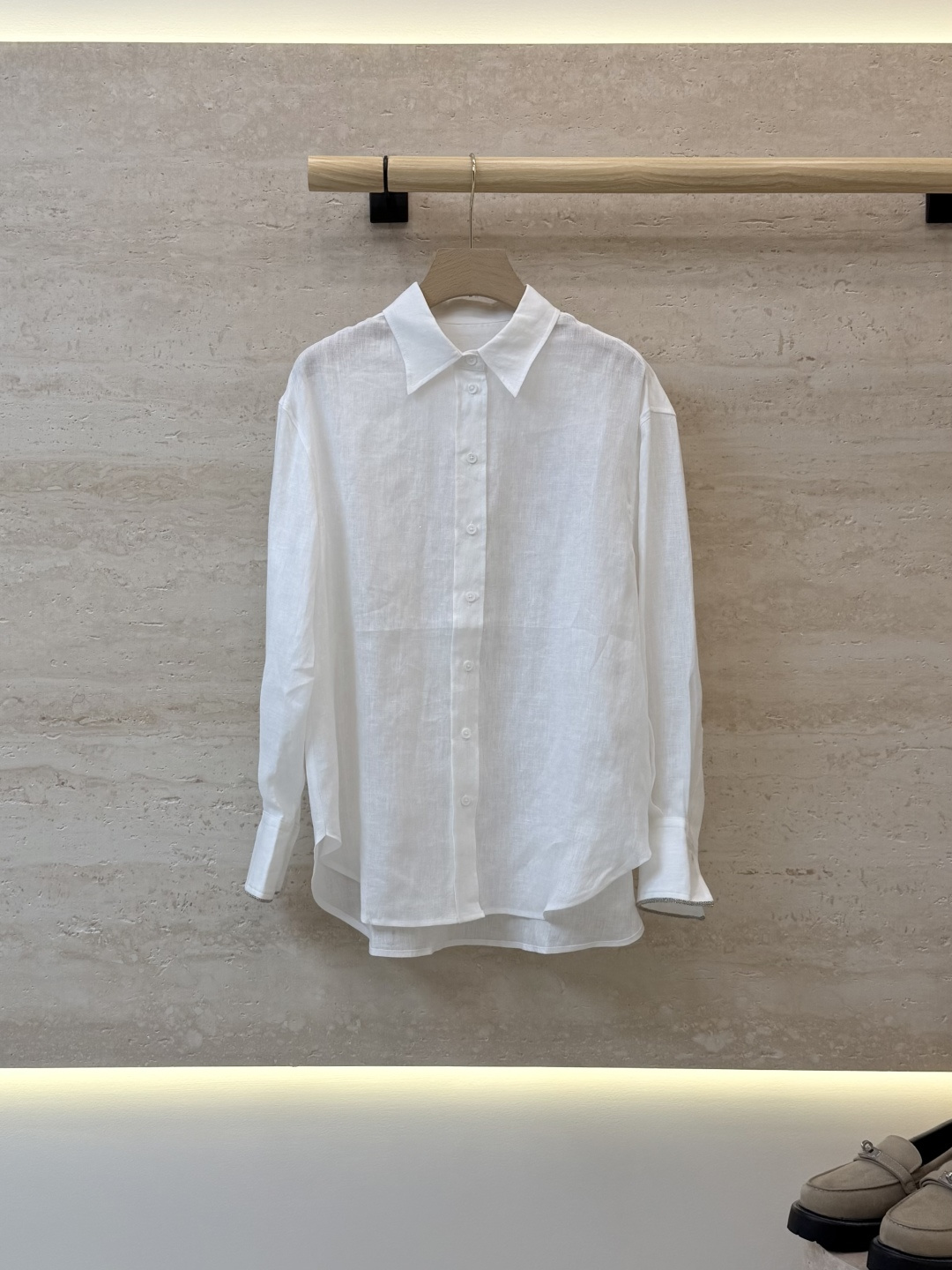 LLS012#新款衬衫🌾BC 100% 麻 链条袖 长袖衬衫 白色 蓝色 粉色 灰色 SMLXL