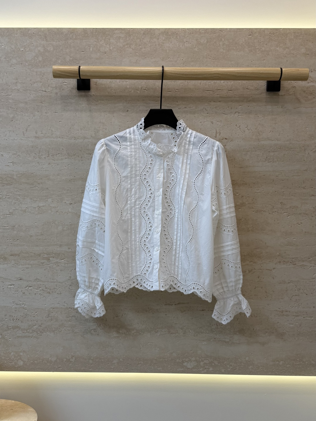 LH7296#新款衬衫⚠️工厂特批‼️ 重工绣花100% 棉长袖衬衫 白色SML