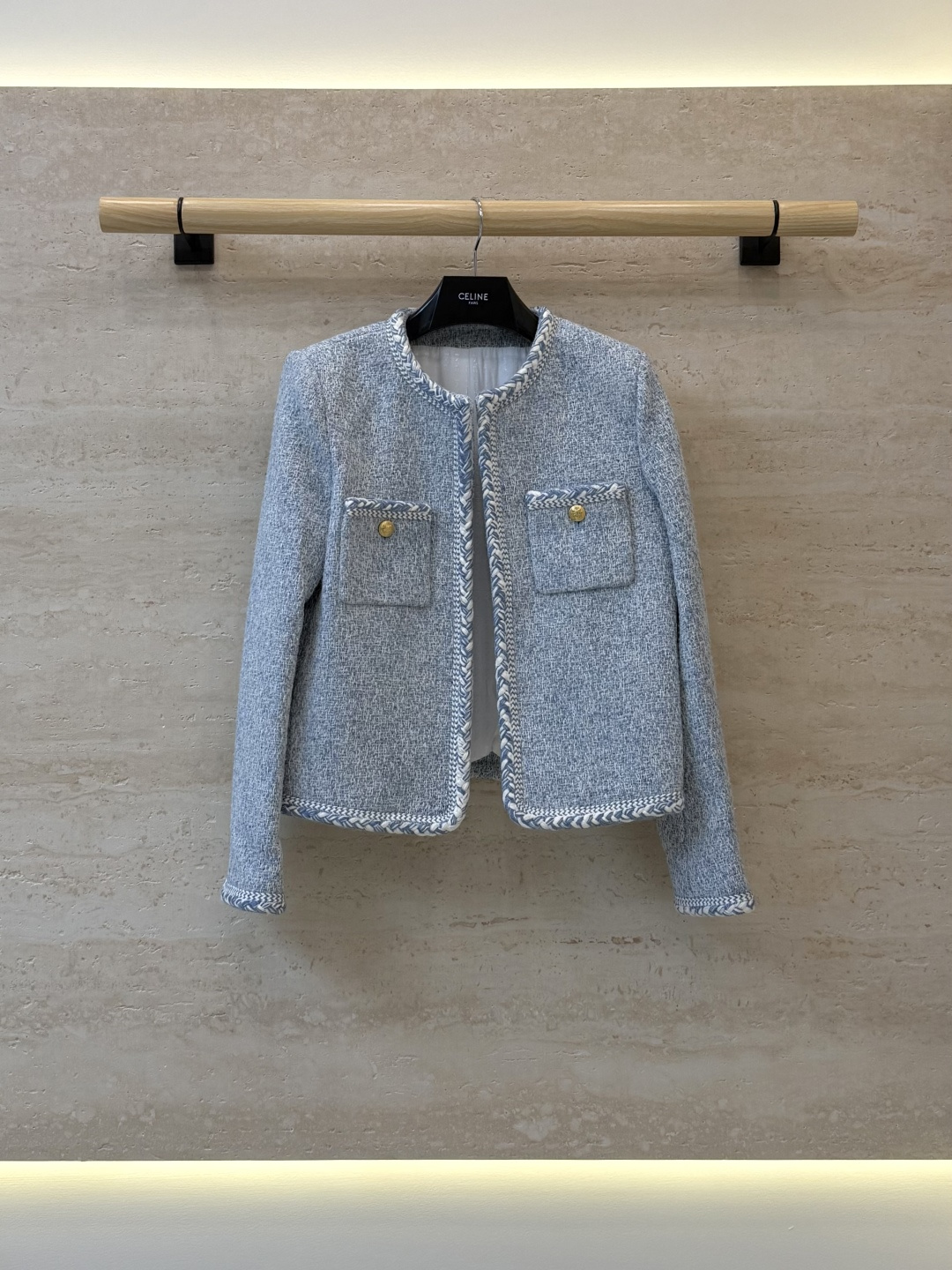 XZ0199#新款外套⚠️🌾 Celine 金扣 47% 羊毛 长袖毛呢外套 蓝色 粉色 36-42 