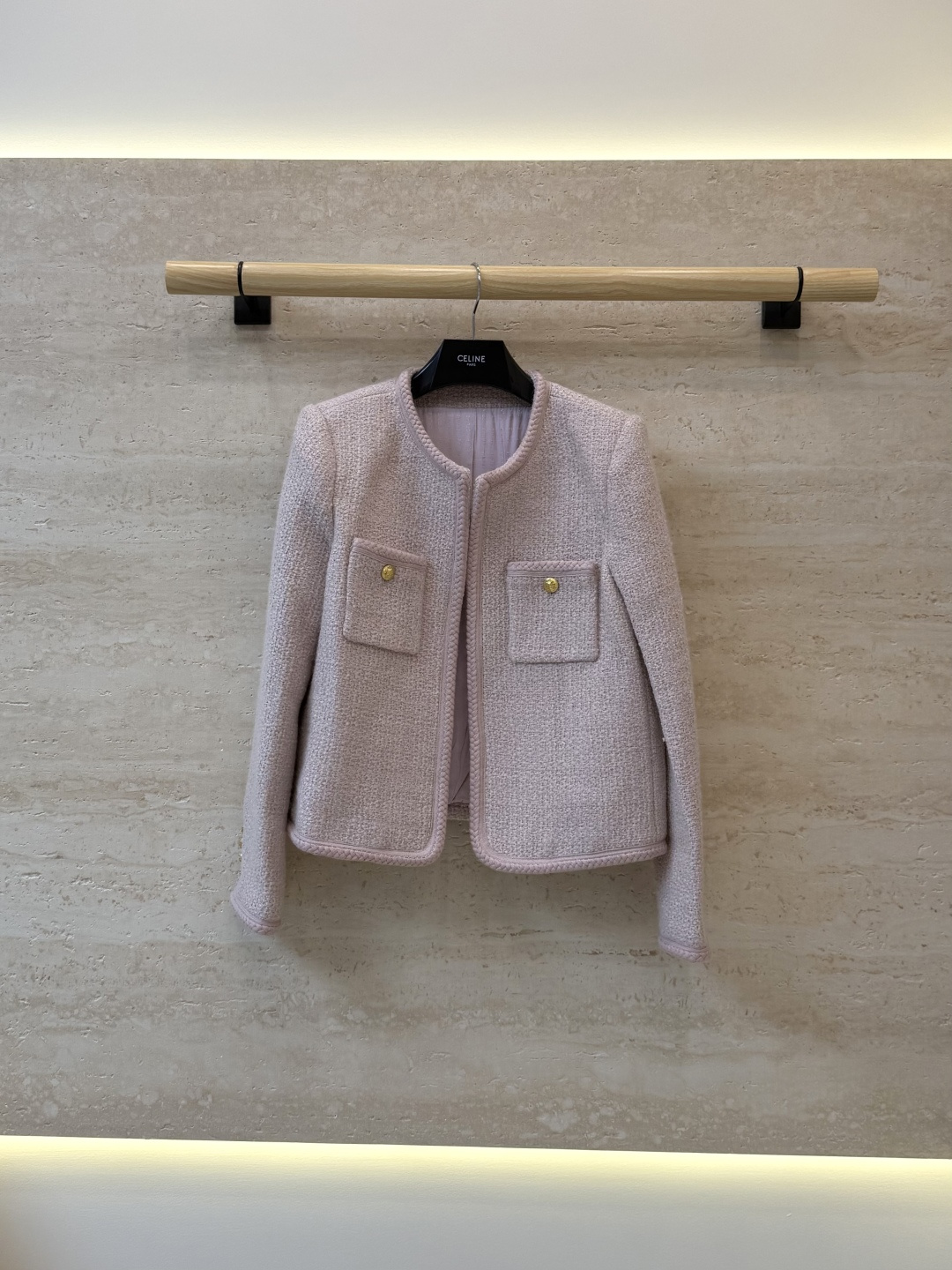 XZ0199#新款外套⚠️🌾 Celine 金扣 47% 羊毛 长袖毛呢外套 蓝色 粉色 36-42 