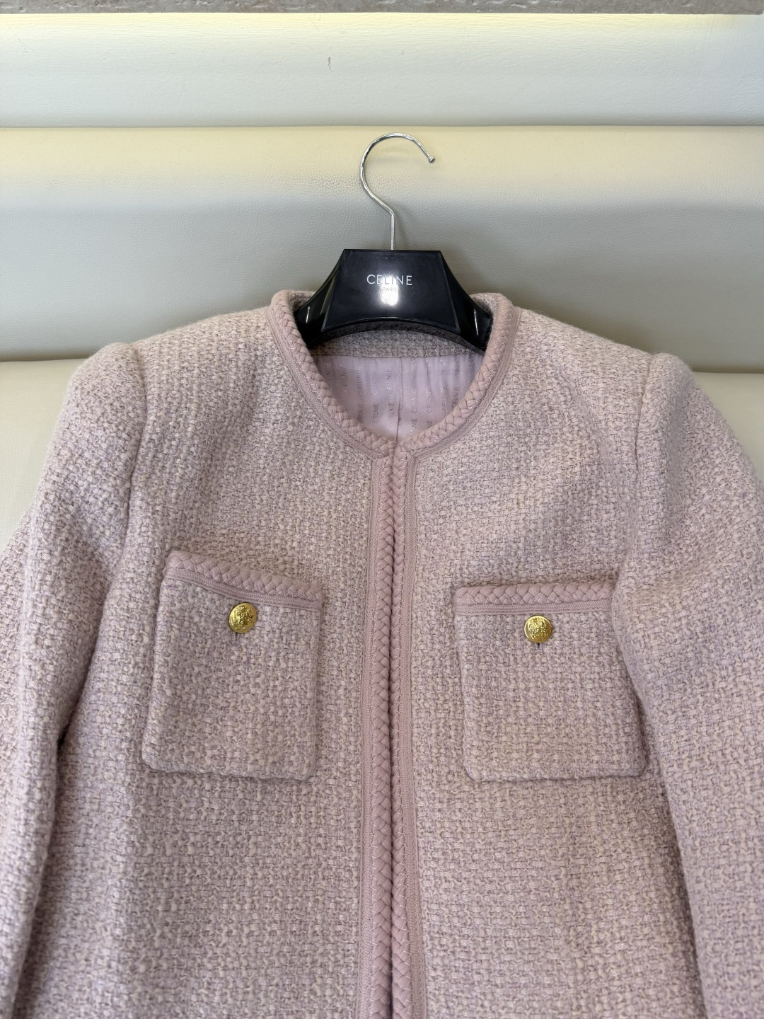 XZ0199#新款外套⚠️🌾 Celine 金扣 47% 羊毛 长袖毛呢外套 蓝色 粉色 36-42 