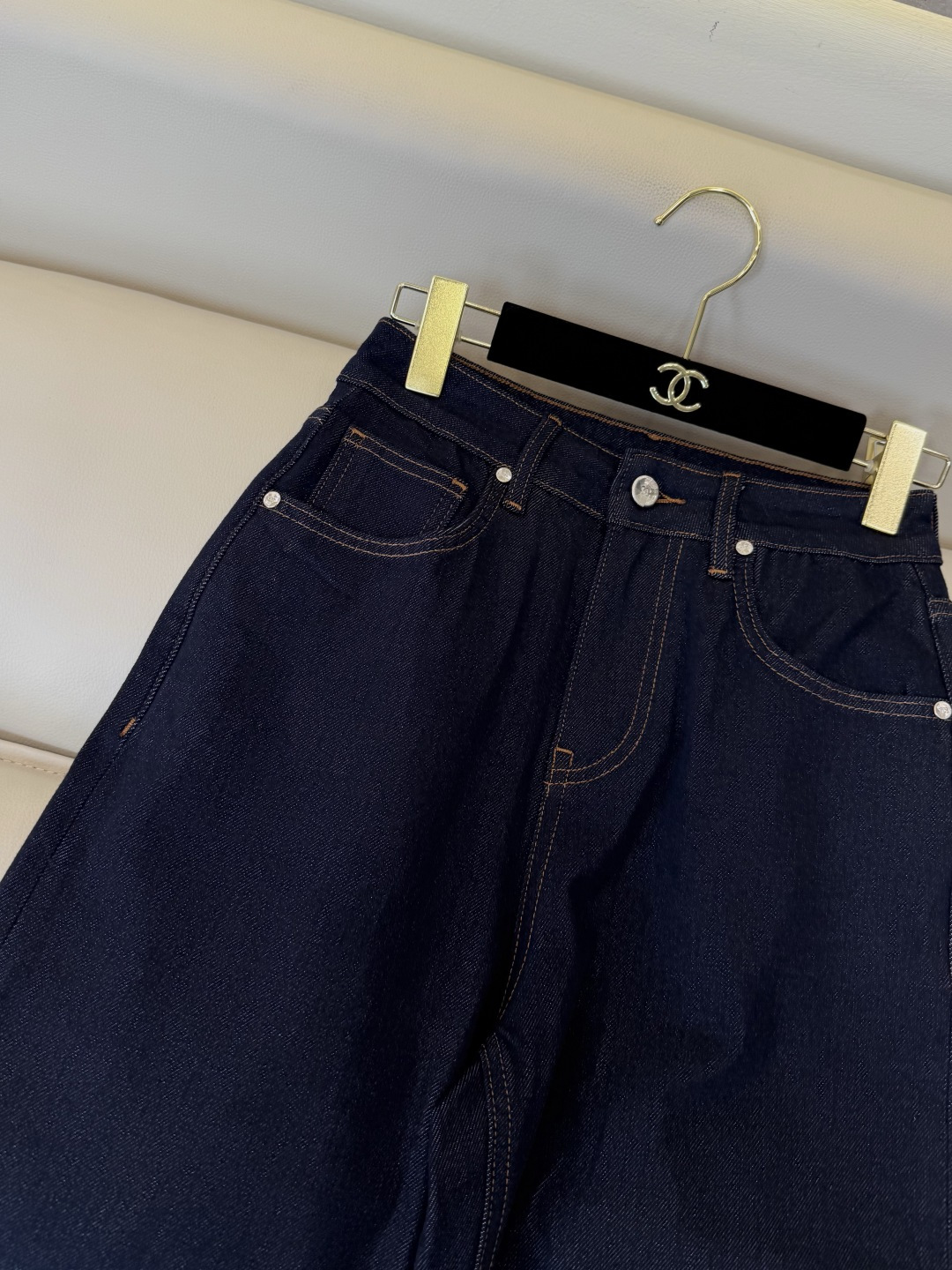 CX0252#新款牛仔裤⚠️工厂特批‼️ 小香 chanel 极简风 牛仔棉显瘦牛仔裤 浅蓝色 深蓝色 26-30码