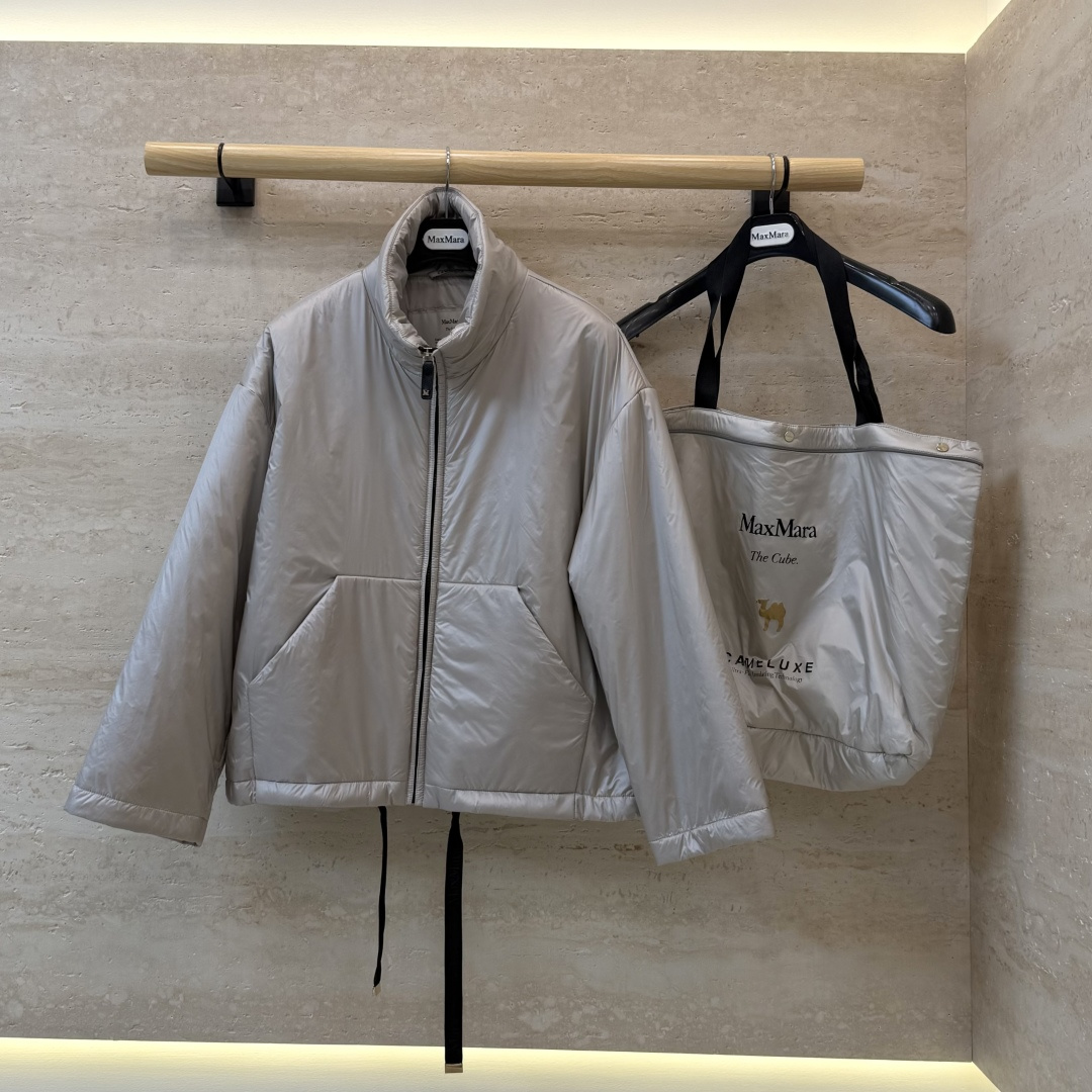MX729#新款驼绒服⚠️🌾 Max拉链款 48% 骆驼绒 4%桑蚕丝 进口面料 骆驼绒棉服 黑色/米色 38/40/4