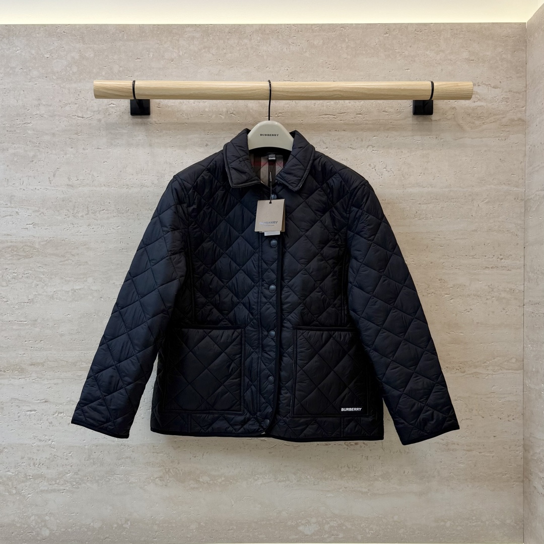 26003#新款棉服🌾 Burberry 菱形格 经典款 长袖棉衣 黑色 卡其色 SML