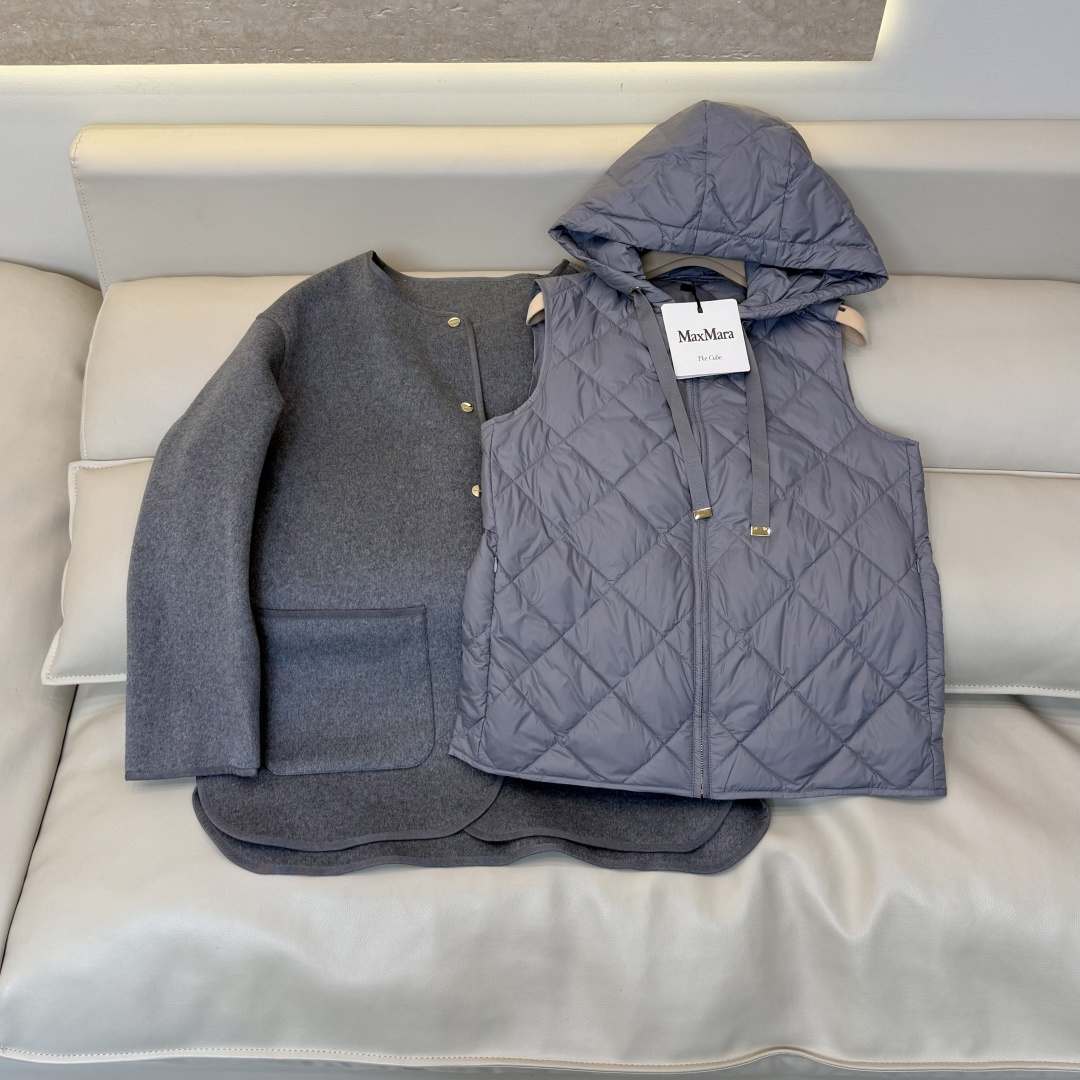 88392#新款羽绒服🌾 Max mara 90%白鹅绒 羽绒马甲 两件套羽绒服 深灰色 浅灰色 38/40/42