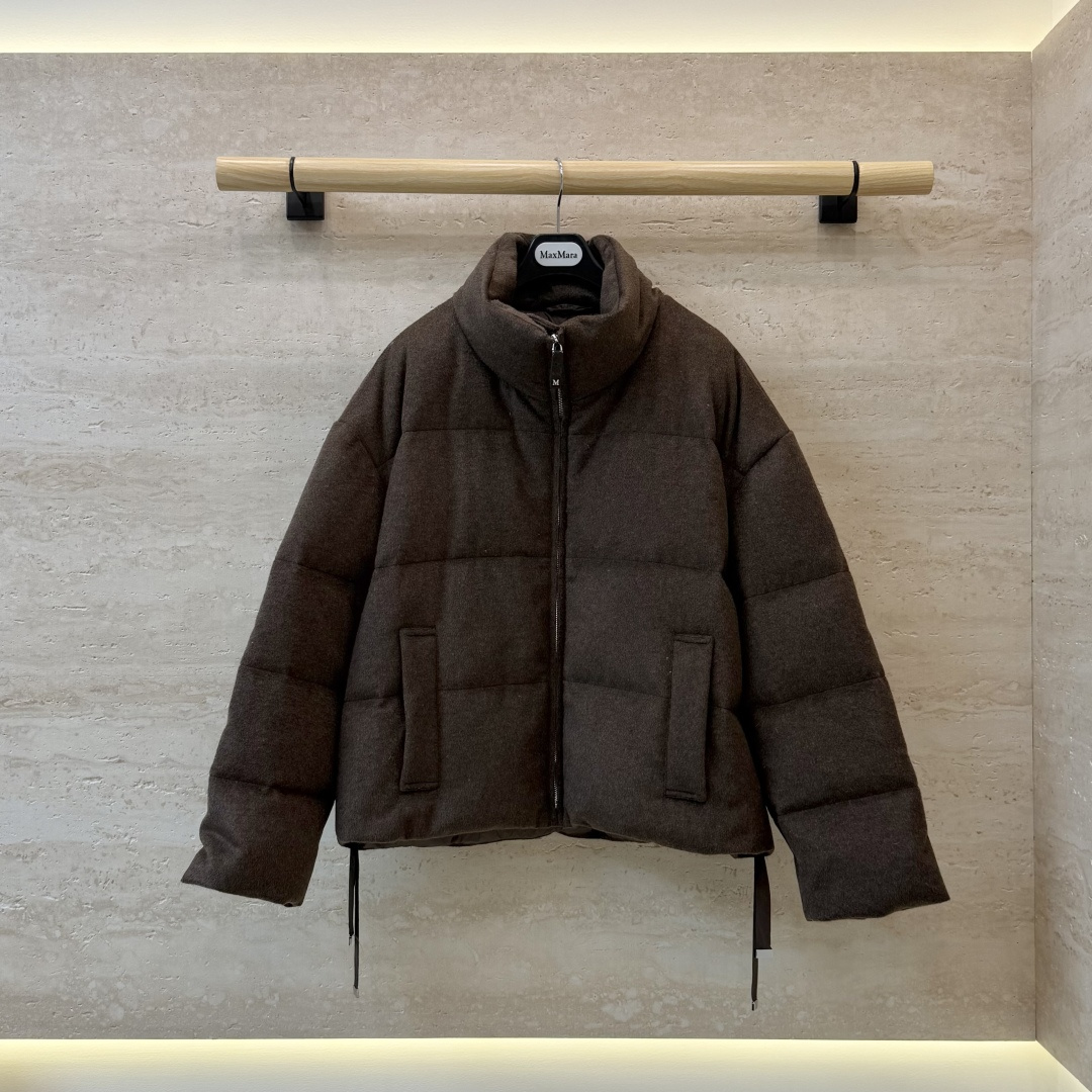 MX717#新款羽绒服🌾 max mara  原标顶级版 100% 羊绒 内充90% 鹅绒羽绒服 咖色/燕麦色/灰色 3