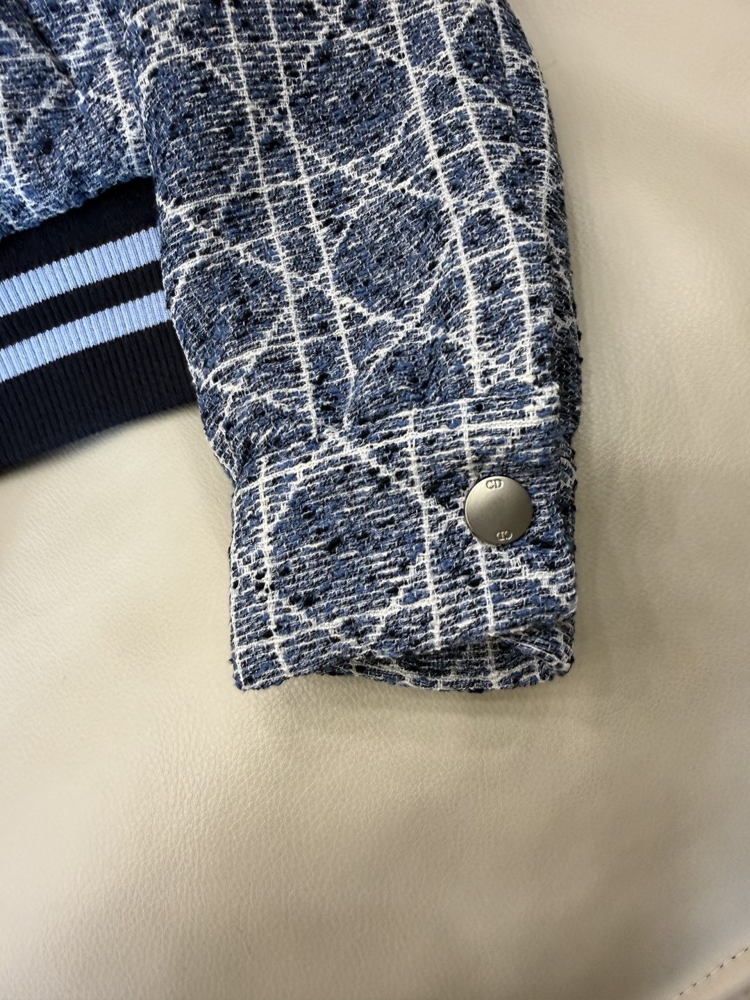 XZ0202#新款外套🌾 Dior 棋盘格 长袖厚外套 拉链款 蓝色 SMLXL