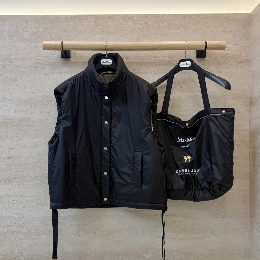 MX750#新款驼绒服🌾 Max拉链款 48% 骆驼绒 4%桑蚕丝 进口面料 骆驼绒棉服 马甲 黑色/藏青色/橄榄色 3