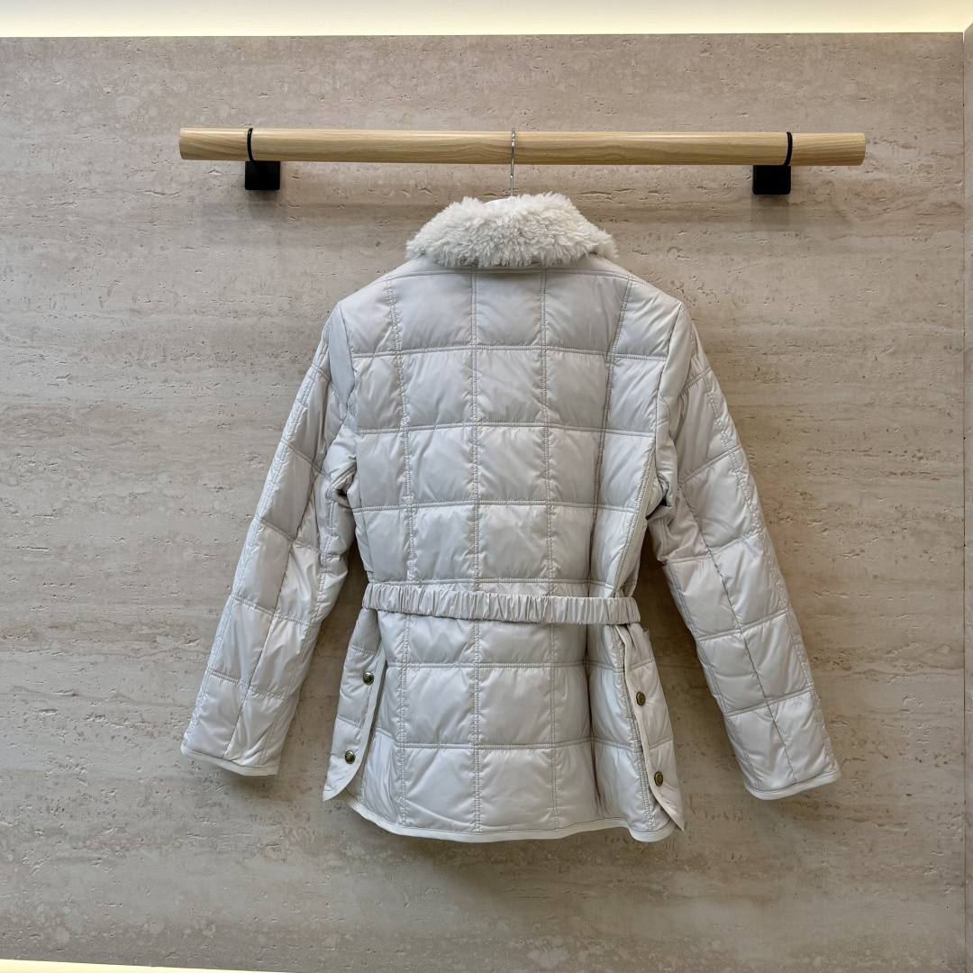 QGL058#新款羽绒服🌾 Moncler 90% 白鹅绒 羊羔毛 腰带款 长袖羽绒服 白色 黑色 1/2/3码