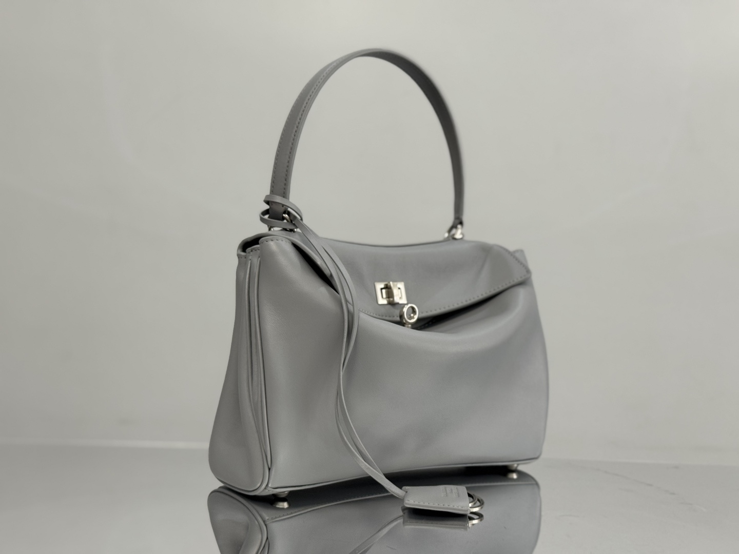 Balenciaga Style Black Leather Top Handle Bag Lookbook Reference image 2