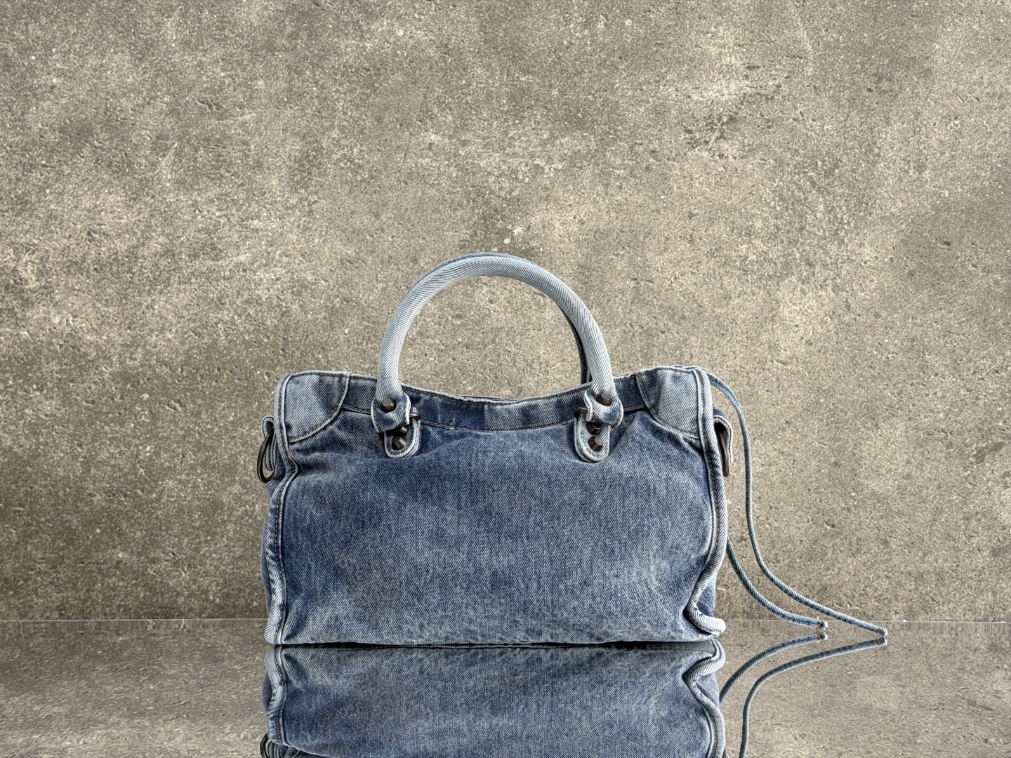 Balenciaga Style Black Denim Shoulder Bag style reference detail image 2 from source 776302