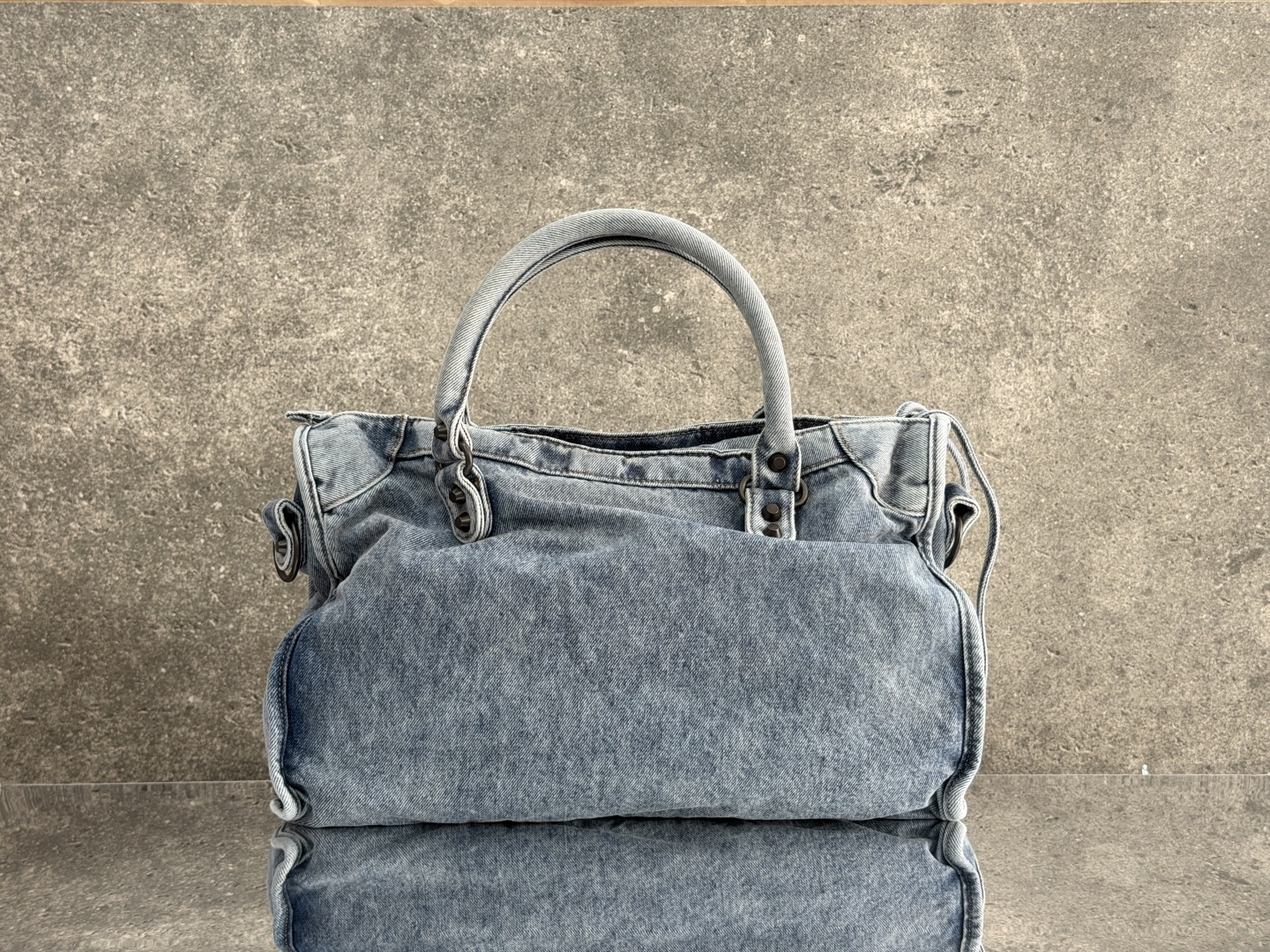 Balenciaga Style Black Denim Shoulder Bag style reference detail image 2 from source 776303