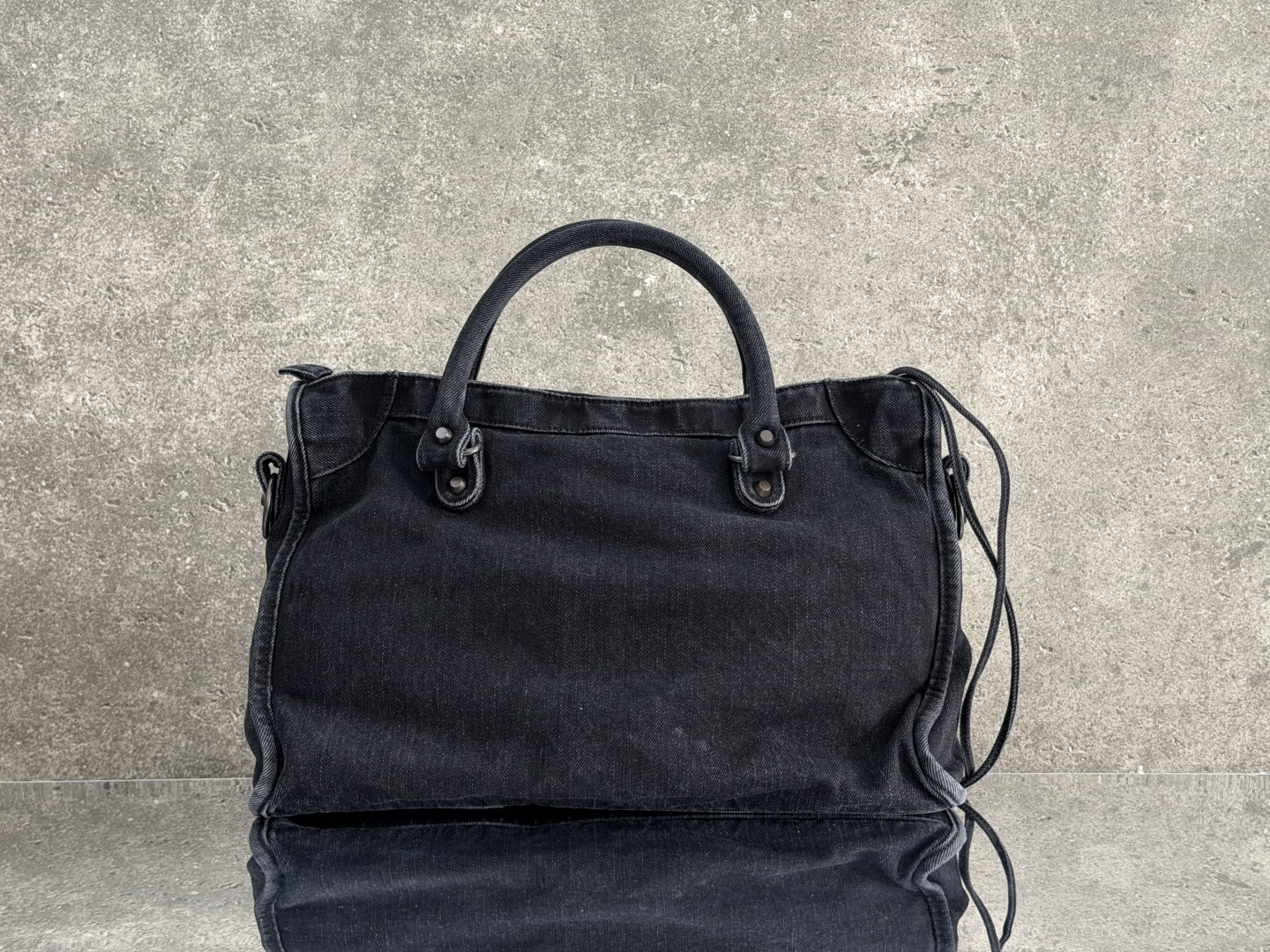 Balenciaga Style Black Denim Shoulder Bag style reference detail image 3 from source 776304