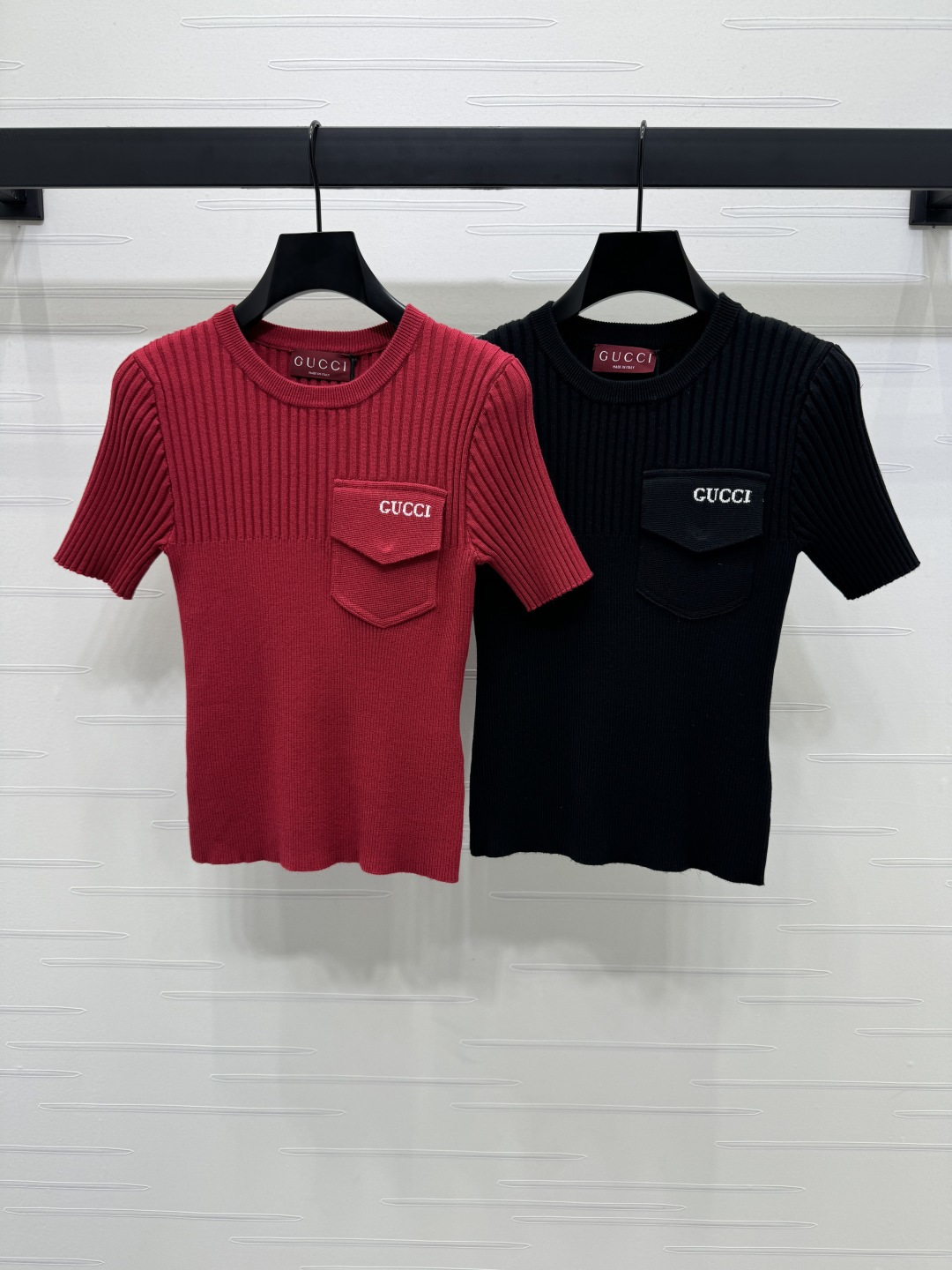 Gucci 2025 Spring/Summer Knit Short Sleeve Top with Pocket Detail