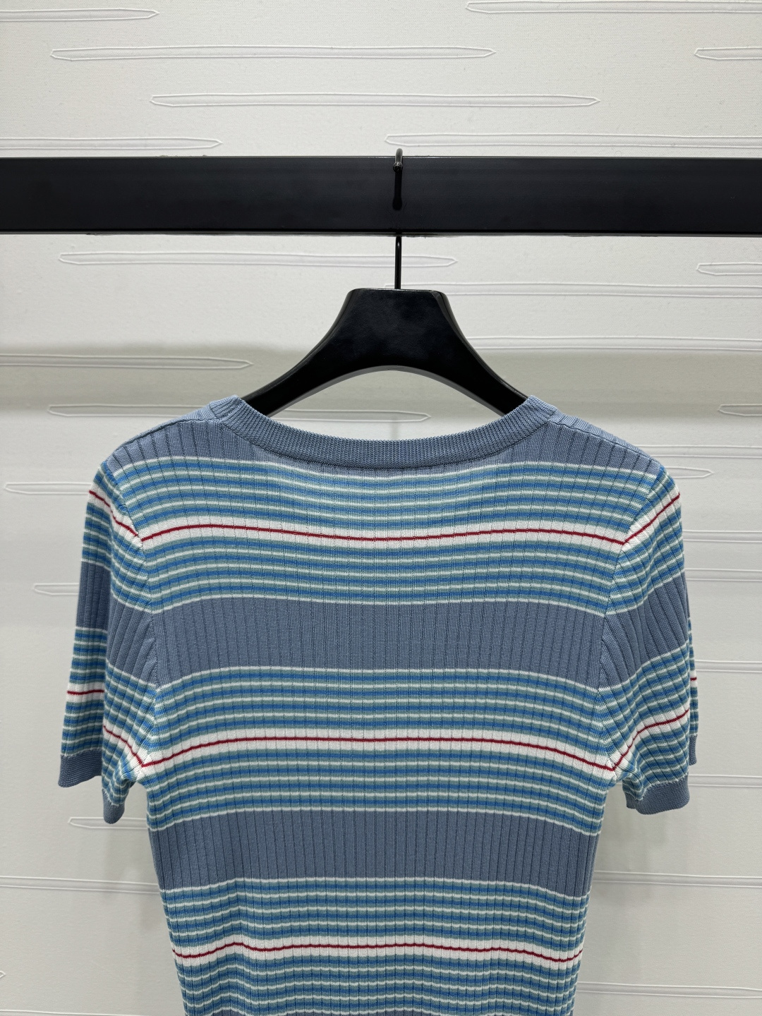High Quality Women’s Clothes: Striped Knit Short Sleeve Cotton Tops - 图片 6