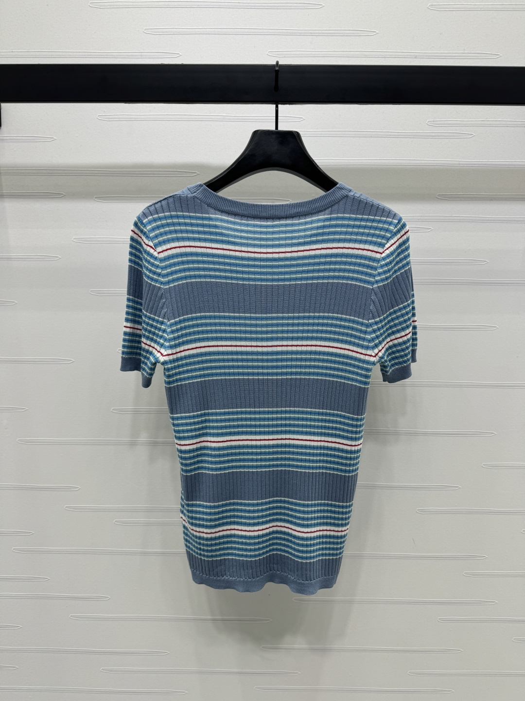 High Quality Women’s Clothes: Striped Knit Short Sleeve Cotton Tops - 图片 7