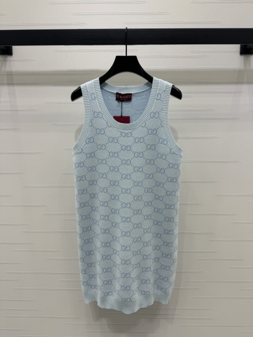 Gucci Sleeveless Wool Blend Dress with Jacquard Logo 1 Gucci Sleeveless Wool Blend Dress with Jacquard Logo