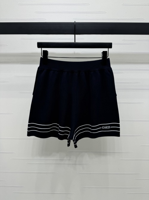 Gucci Women's Wool Knit Shorts with Striped Trim, Comfortable and Stylish 1 Gucci Women's Wool Knit Shorts with Striped Trim, Comfortable and Stylish