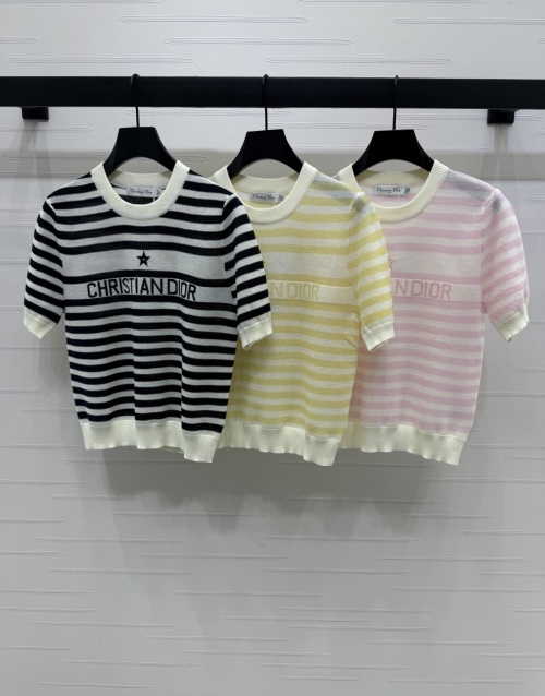 Dior Striped Knit Short Sleeve Top | Soft & Comfortable Designer Tee 1 Dior Striped Knit Short Sleeve Top | Soft & Comfortable Designer Tee