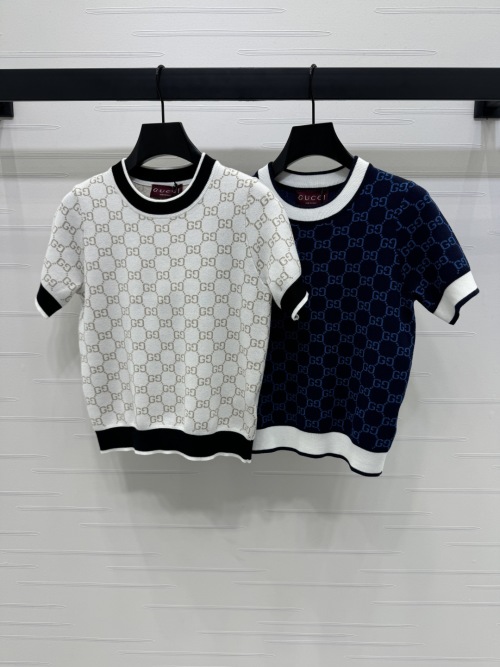 Gucci Jacquard Knit Short Sleeve Top - Chic & Timeless Style 1 Gucci Jacquard Knit Short Sleeve Top - Chic & Timeless Style