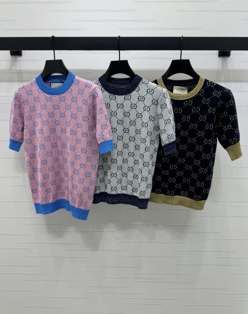 Gucci Jacquard Knitted Short Sleeve Top, Round Neck, Slim Fit 1 Gucci Jacquard Knitted Short Sleeve Top, Round Neck, Slim Fit