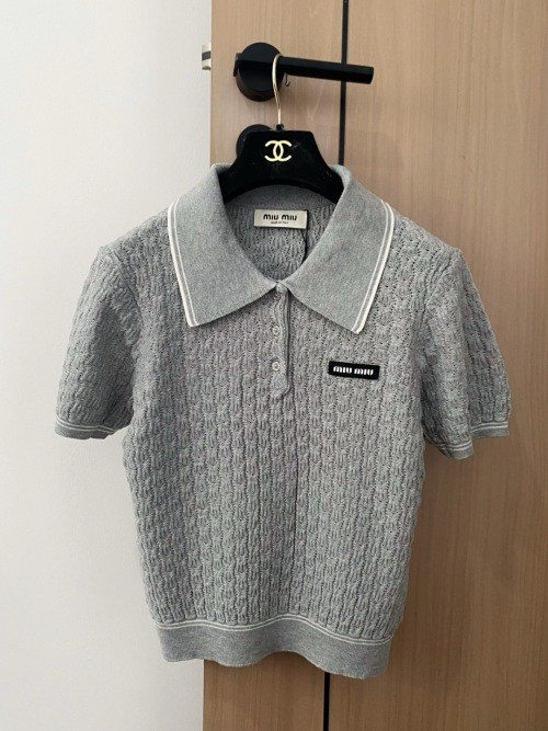 Miu Miu Jacquard Knit Short Sleeve Top - Spring/Summer 2025 Collection 1 Miu Miu Jacquard Knit Short Sleeve Top - Spring/Summer 2025 Collection