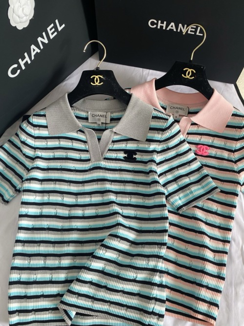 Chanel Striped Knit Polo Shirt - Short Sleeve, Slim Fit, Spring/Summer 2025 1 Chanel Striped Knit Polo Shirt - Short Sleeve, Slim Fit, Spring/Summer 2025