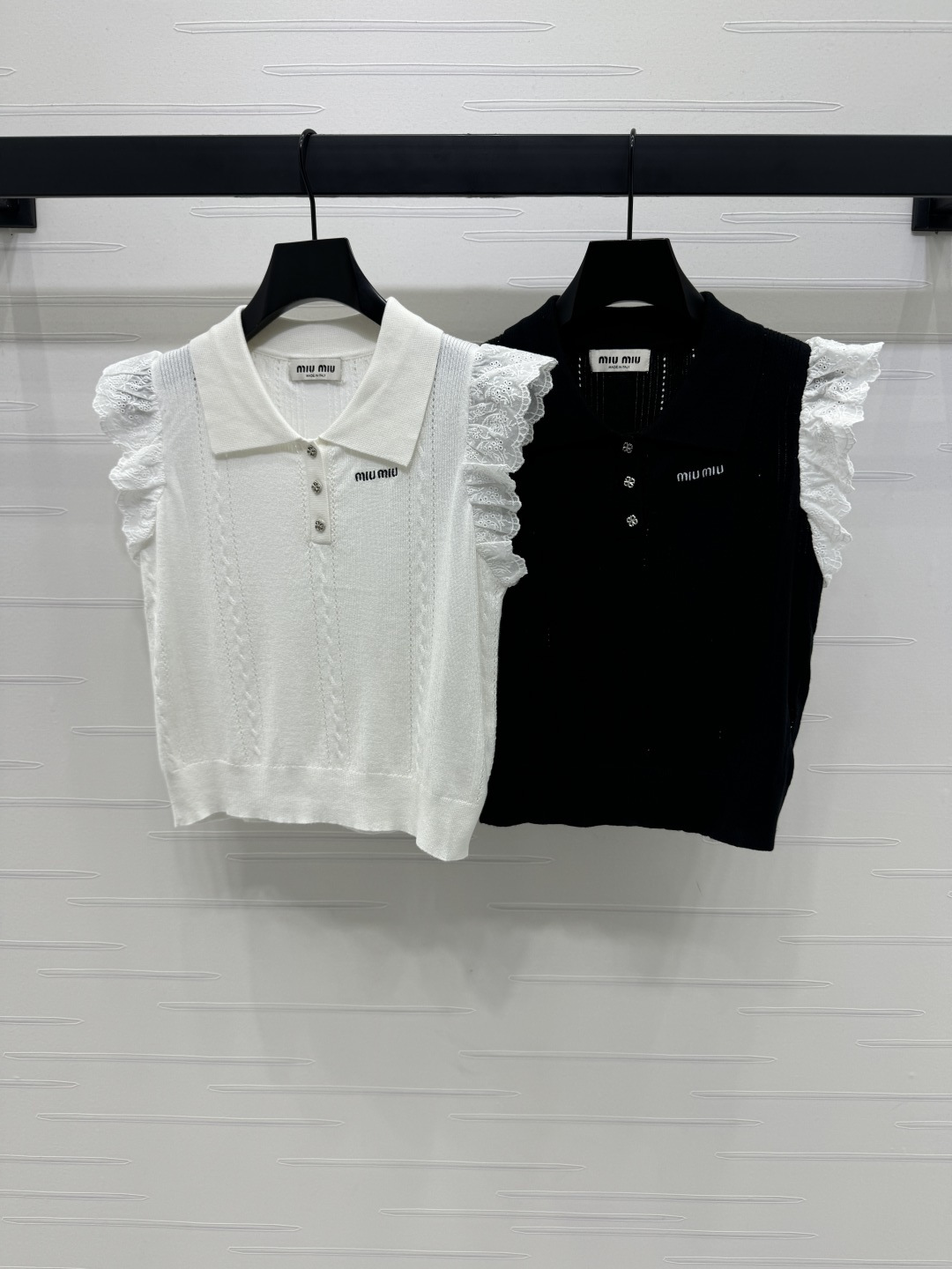 Miu Miu Sleeveless Knit Top with Ruffle Detail | Spring/Summer 2025