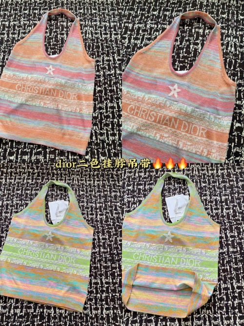 Dior 2025 Spring/Summer Sleeveless Top with Gradient Logo - Slim Fit 1 Dior 2025 Spring/Summer Sleeveless Top with Gradient Logo - Slim Fit