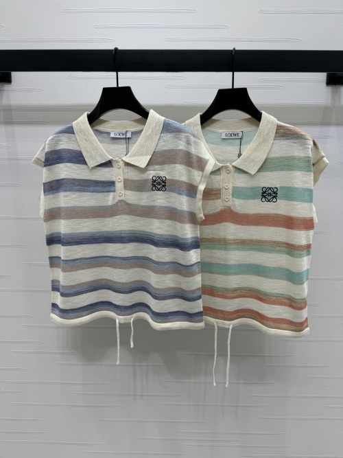 Loewe Striped Knit Vest - Totem Embroidery, Lightweight & Fashionable 1 Loewe Striped Knit Vest - Totem Embroidery, Lightweight & Fashionable